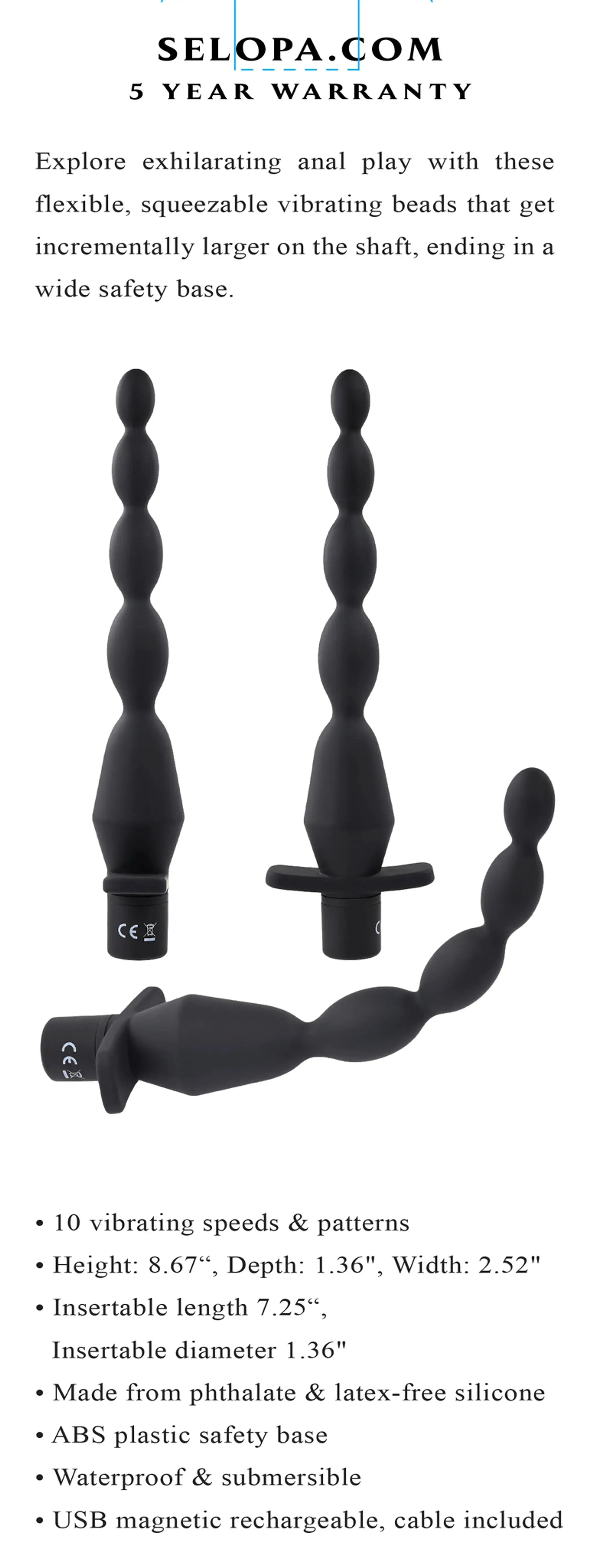 Selopa Vibrating Butt Beads Evolved Novelties