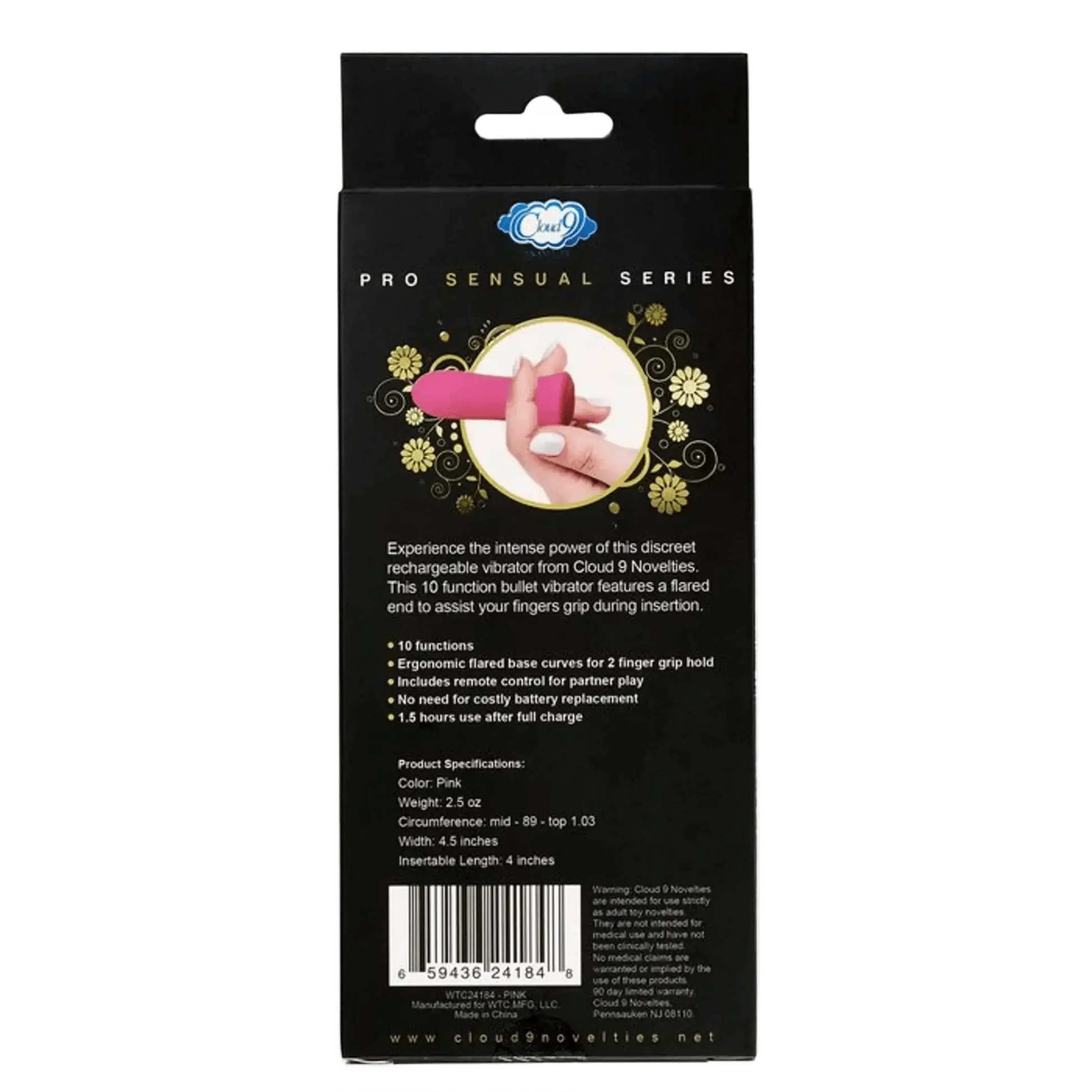 PRO SENSUAL POWER TOUCH BULLET W/ REMOTE CONTROL PINK Cloud 9 Novelties
