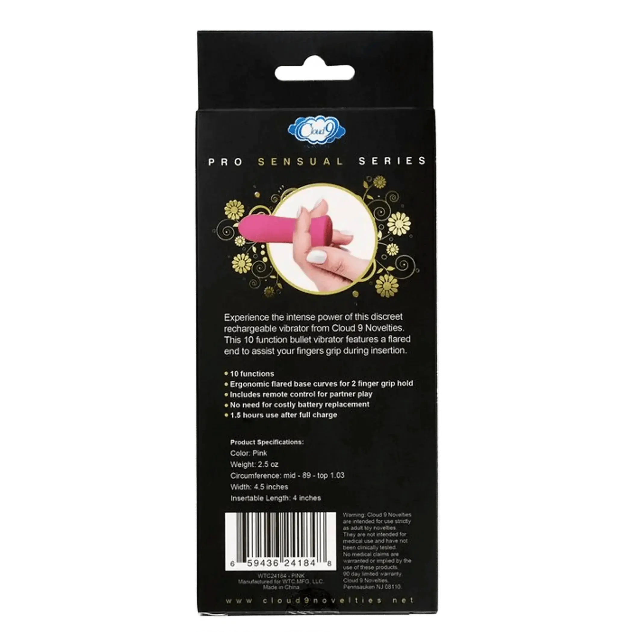 PRO SENSUAL POWER TOUCH BULLET W/ REMOTE CONTROL PINK Cloud 9 Novelties