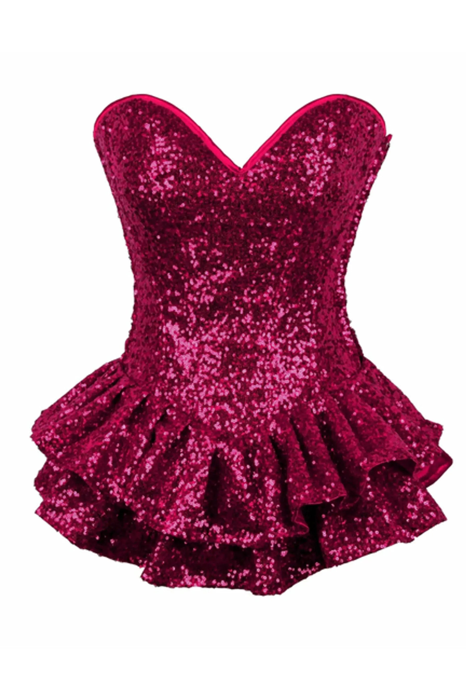 Sequin Steel Boned Mini Corset Dress Daisy Corsets