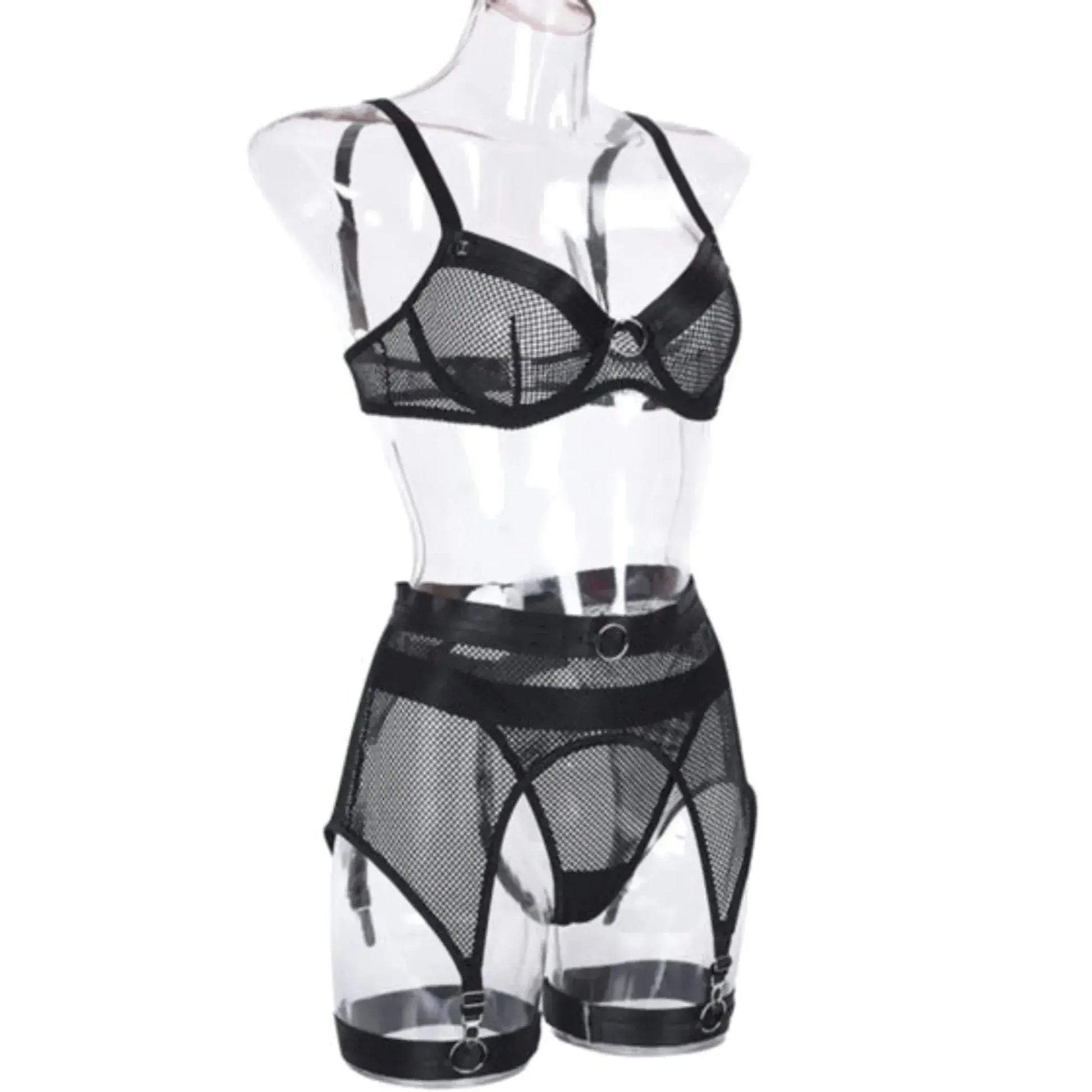 Sexy Fishnet Lingerie With Garter Belt and G-String Set La Belle Fantastique