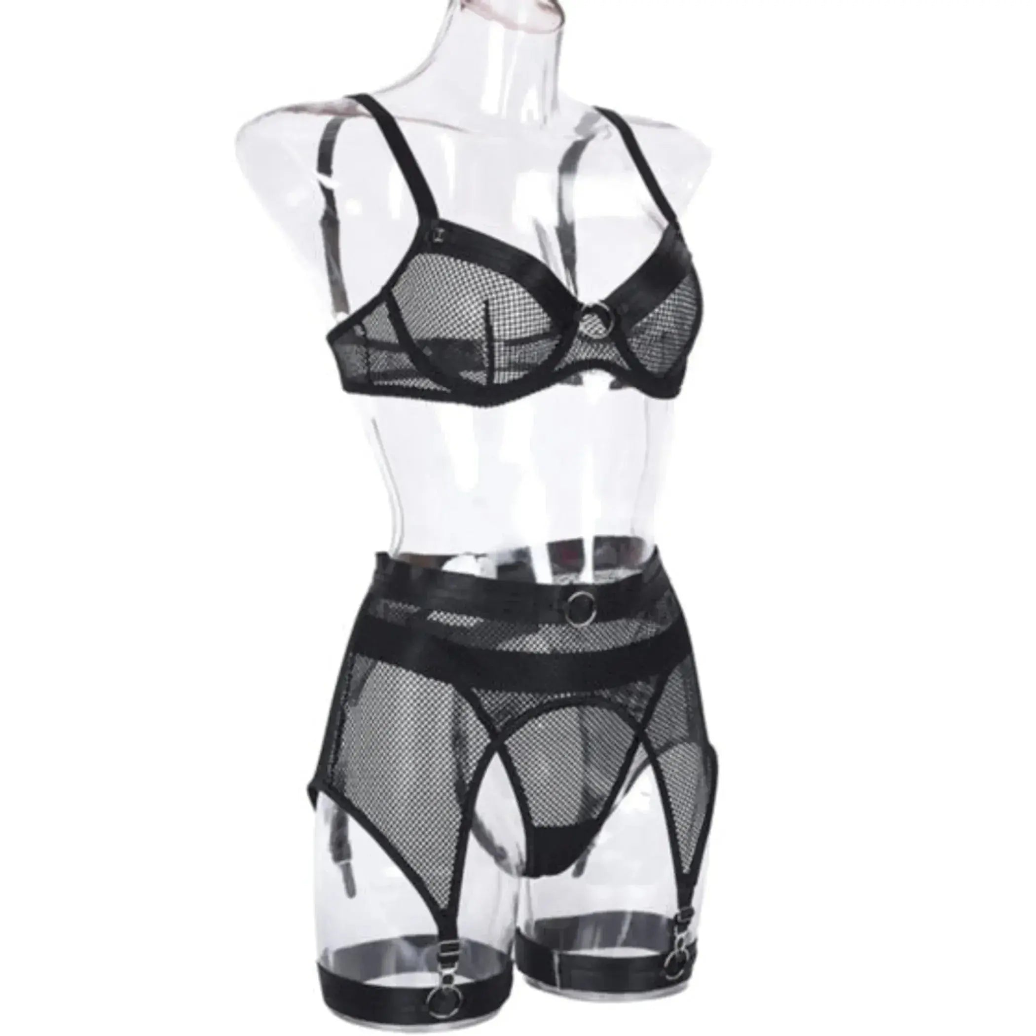 Sexy Fishnet Lingerie With Garter Belt and G-String Set La Belle Fantastique