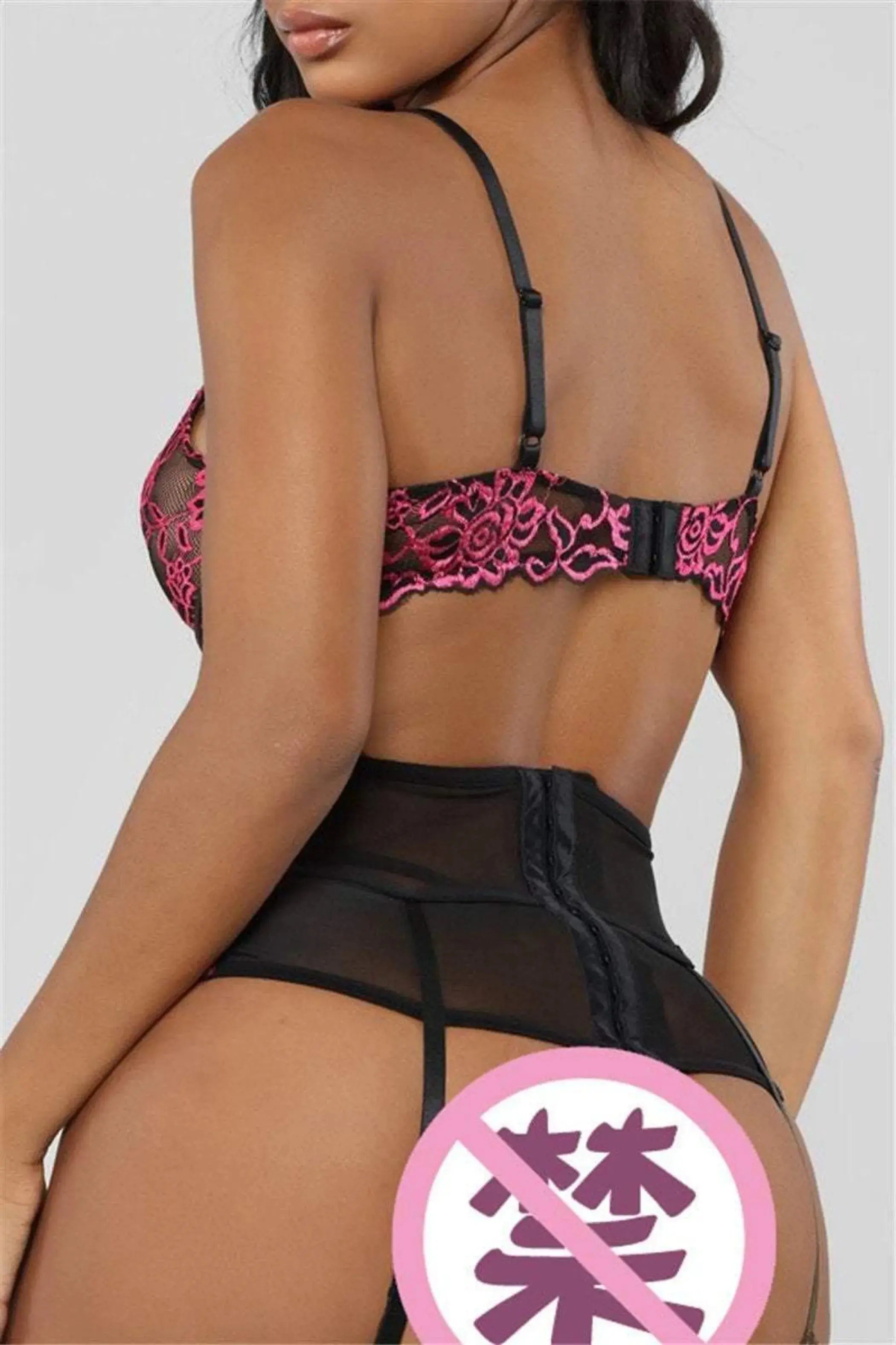 Sexy Lace Lingerie Set with Garter Belt and Sheer Panties La Belle Fantastique