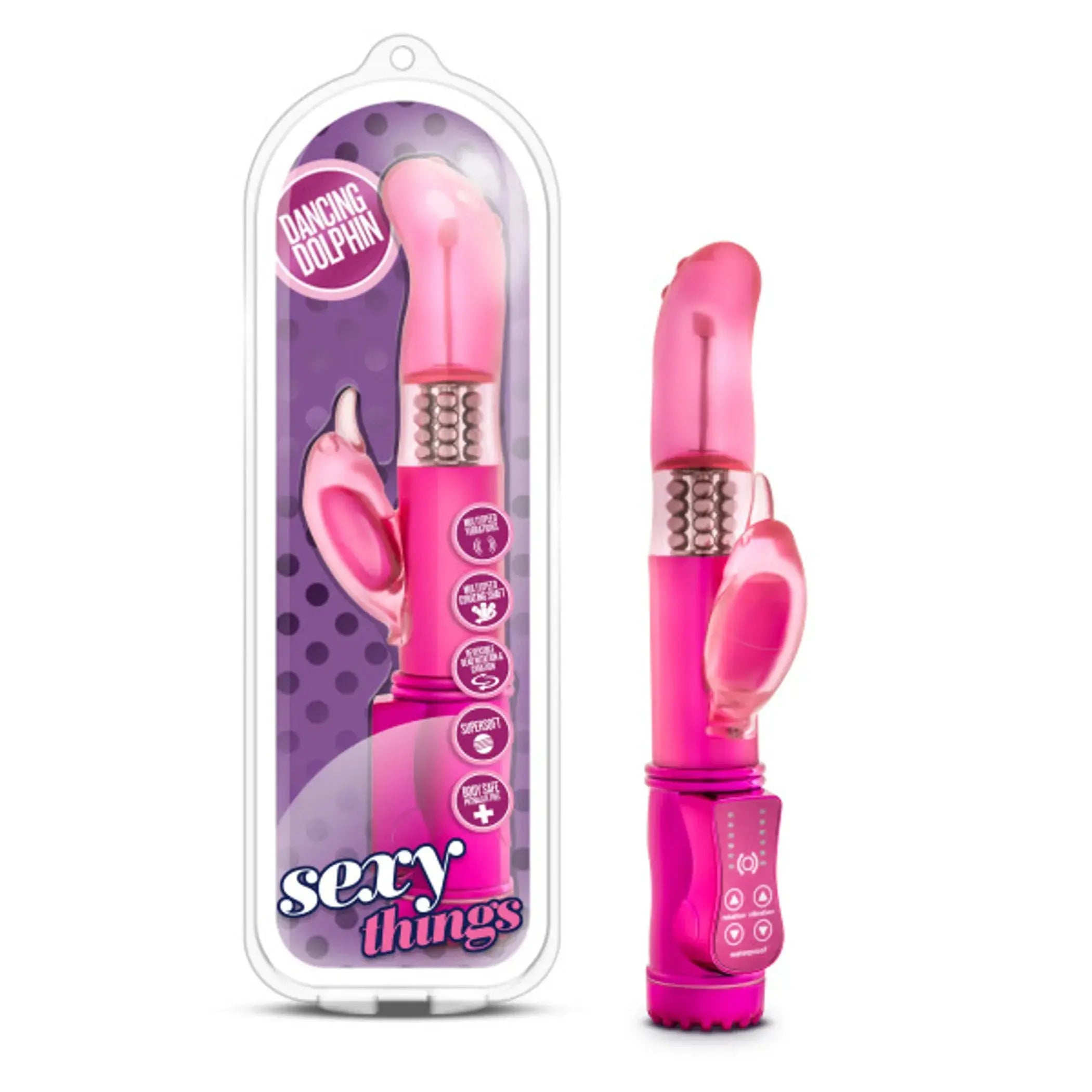 Sexy Things Dancing Dolphin Rabbit Vibrator in Fuchsia Blush Novelties