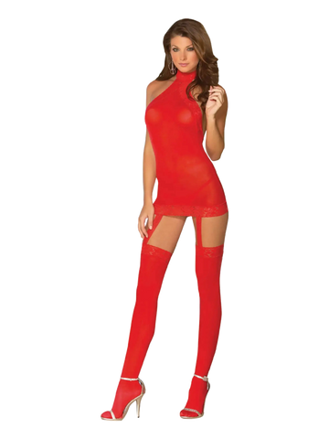 SHEER GARTER DRESS RED O/S Dream Girl Lingerie