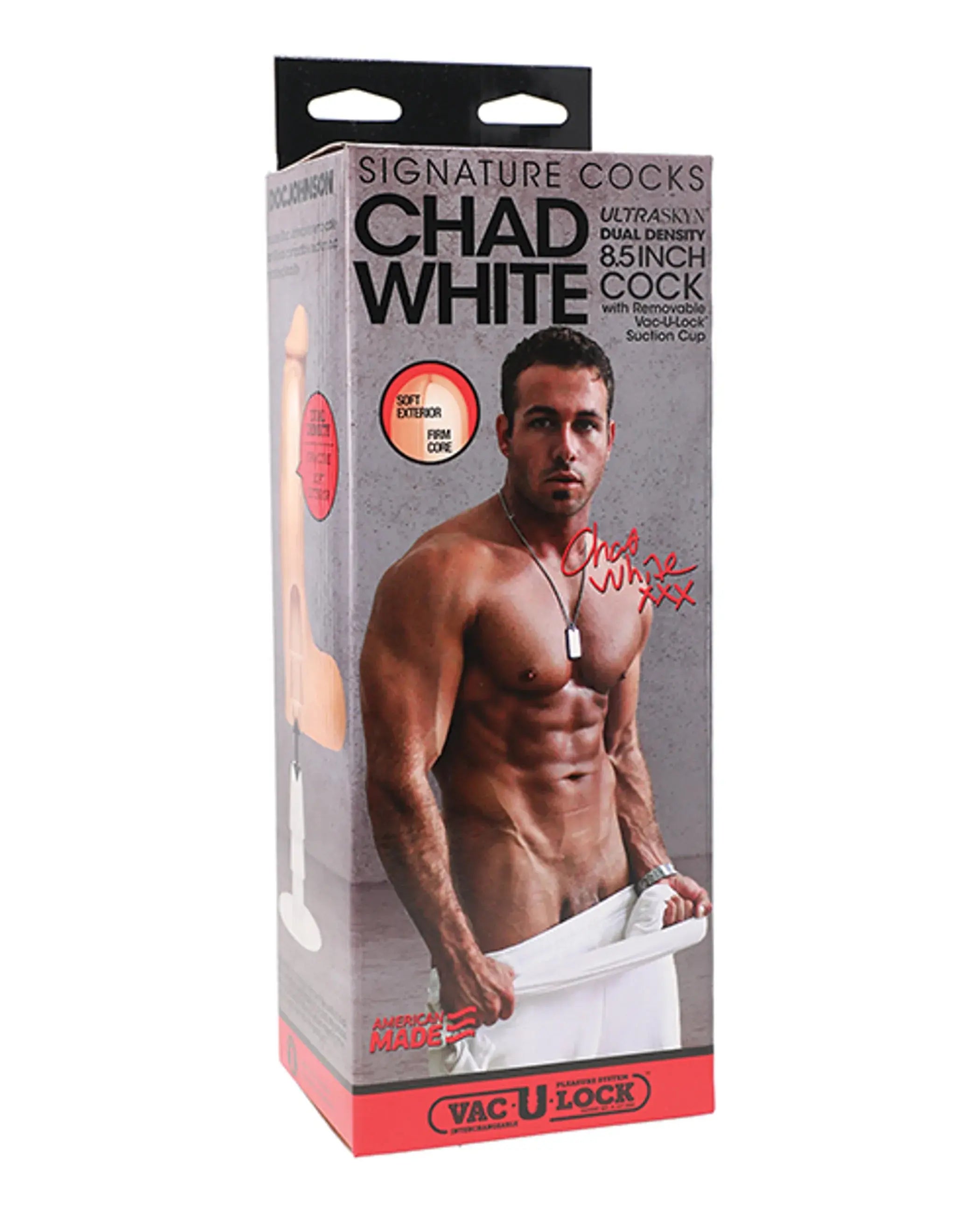 Signature Cocks Chad White 8.5 Inch Ultraskyn Dildo with Suction Cup Doc Johnson Novelties
