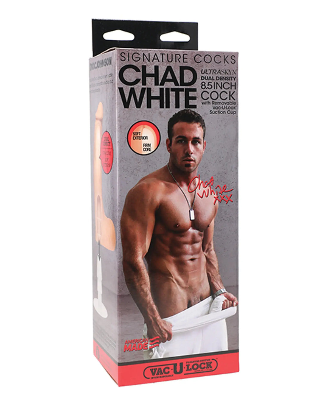Signature Cocks Chad White 8.5 Inch Ultraskyn Dildo with Suction Cup Doc Johnson Novelties