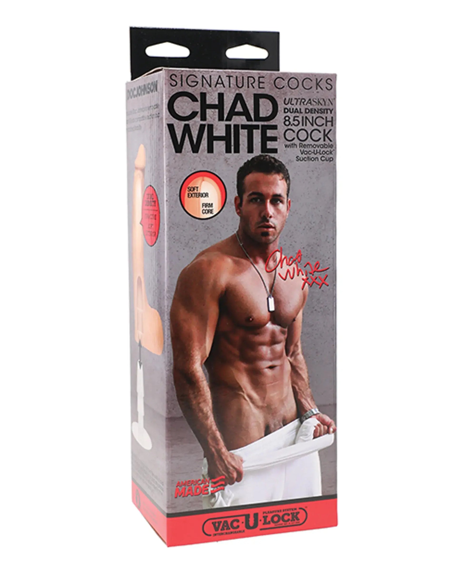 Signature Cocks Chad White 8.5 Inch Ultraskyn Dildo with Suction Cup Doc Johnson Novelties