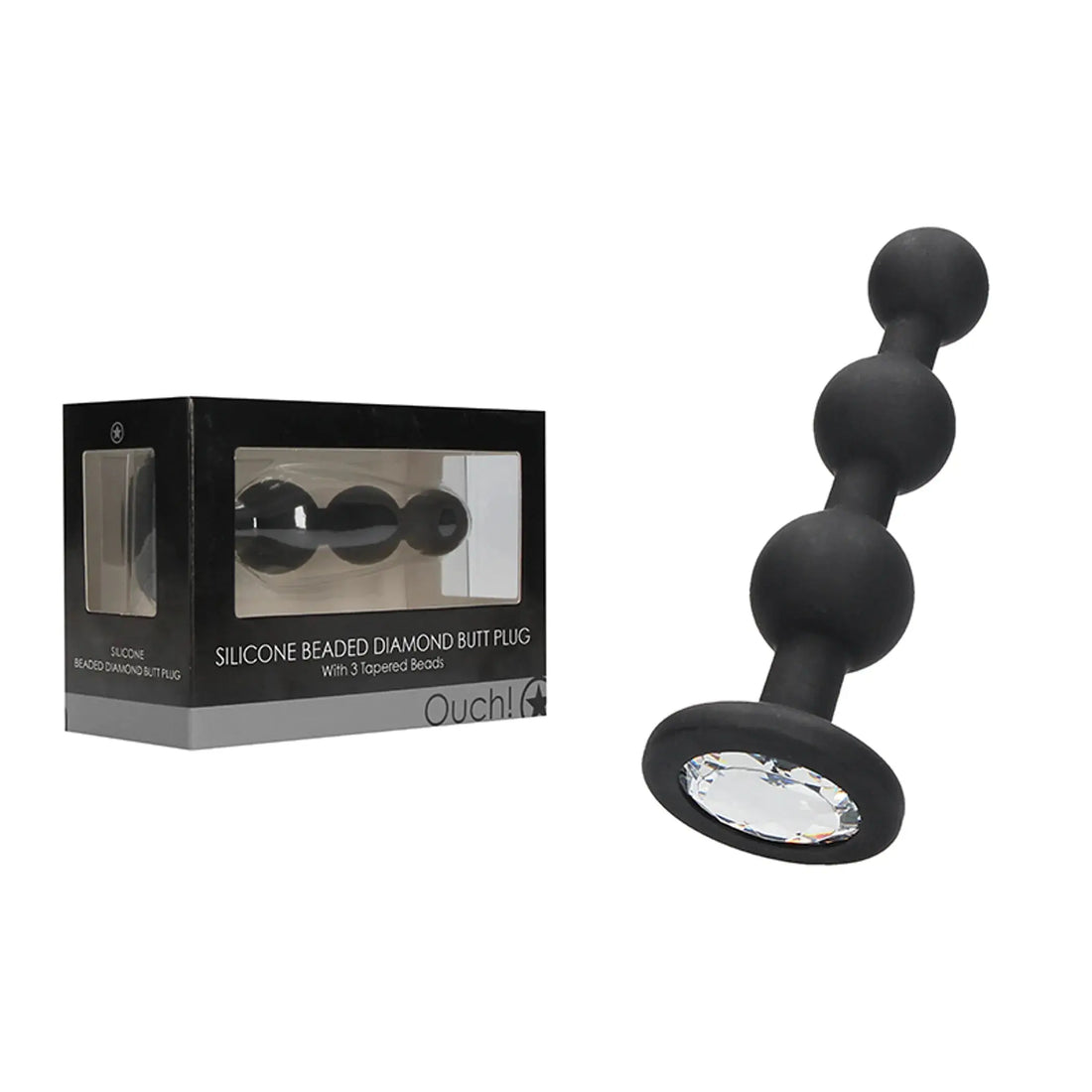 Silicone Beaded Diamond Butt Plug Black SHOTS AMERICA