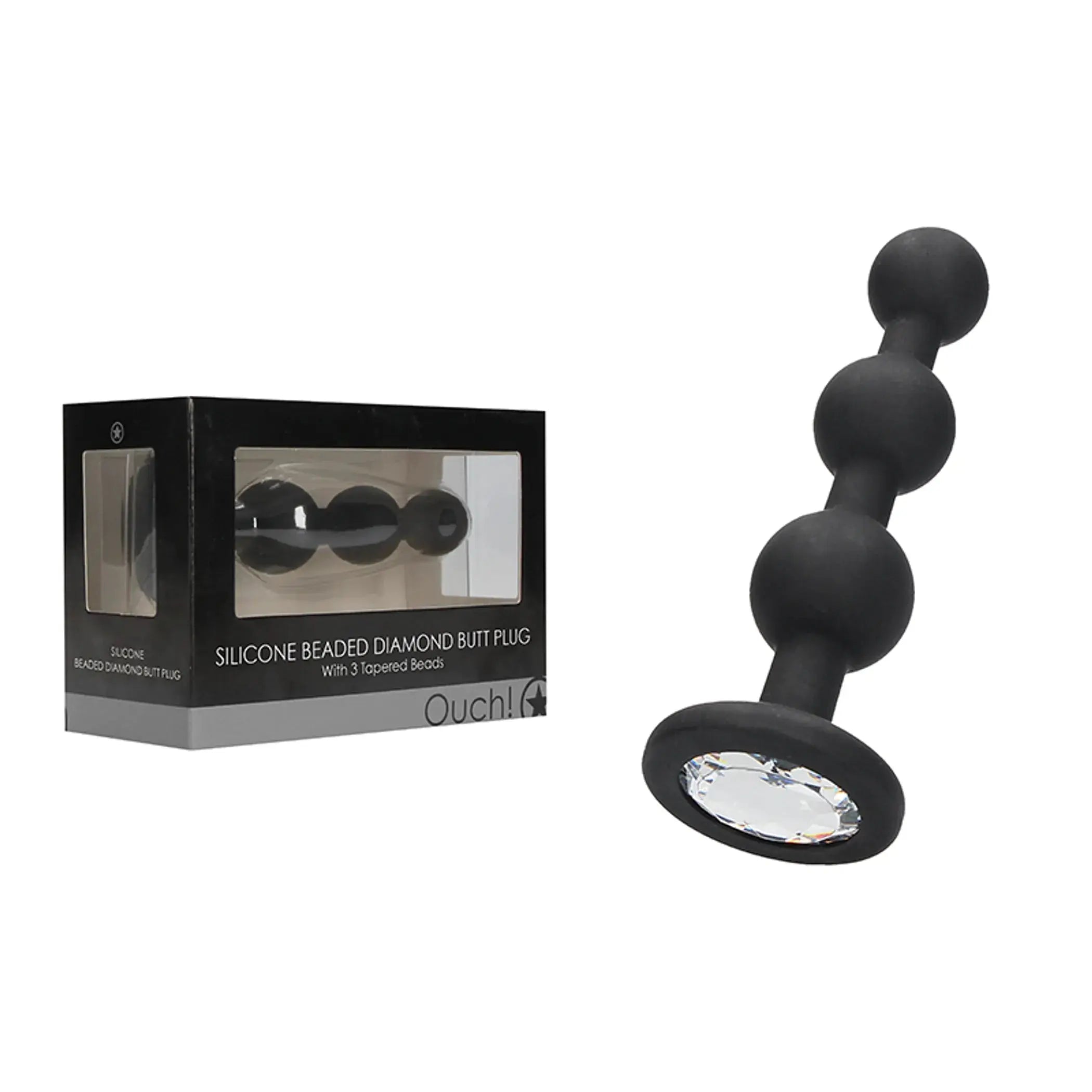Silicone Beaded Diamond Butt Plug Black SHOTS AMERICA