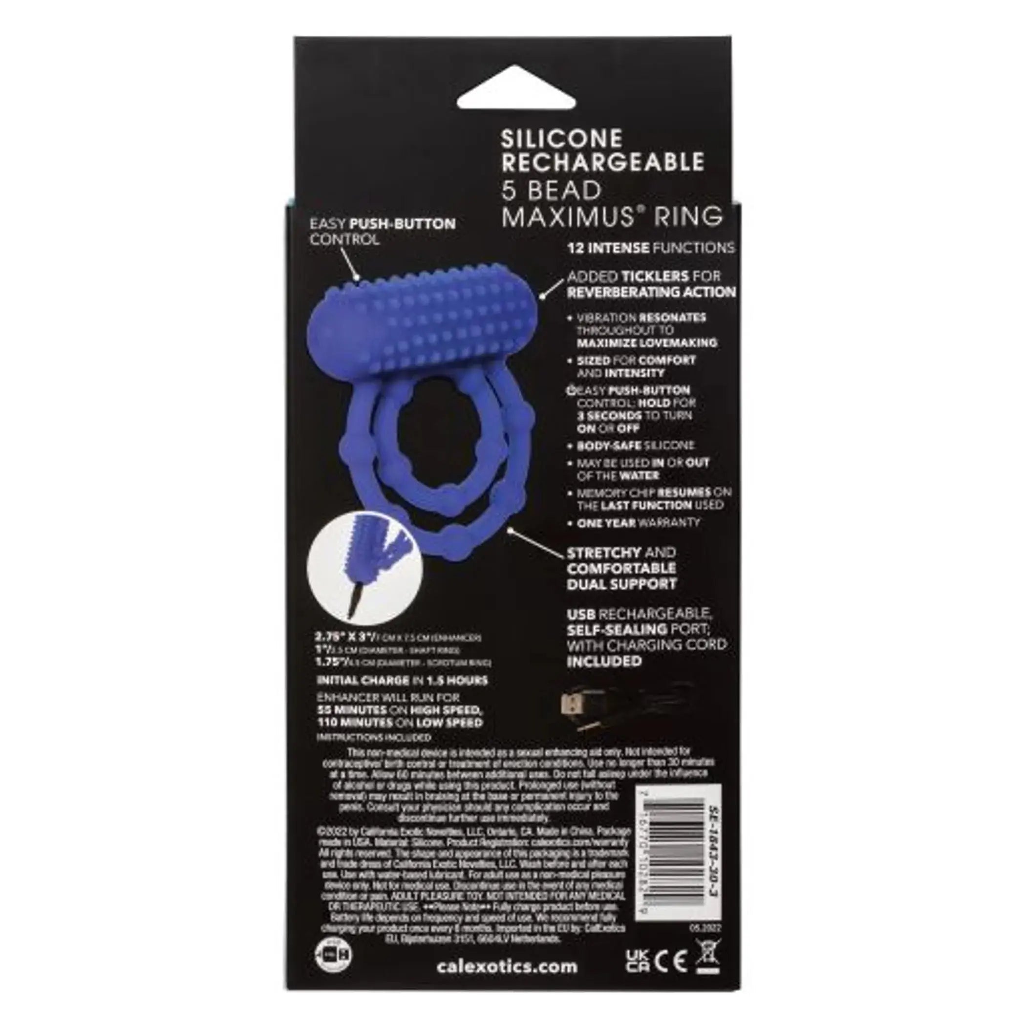 Silicone Rechargeable 10 Bead Maximus Ring California Exotic Novelties