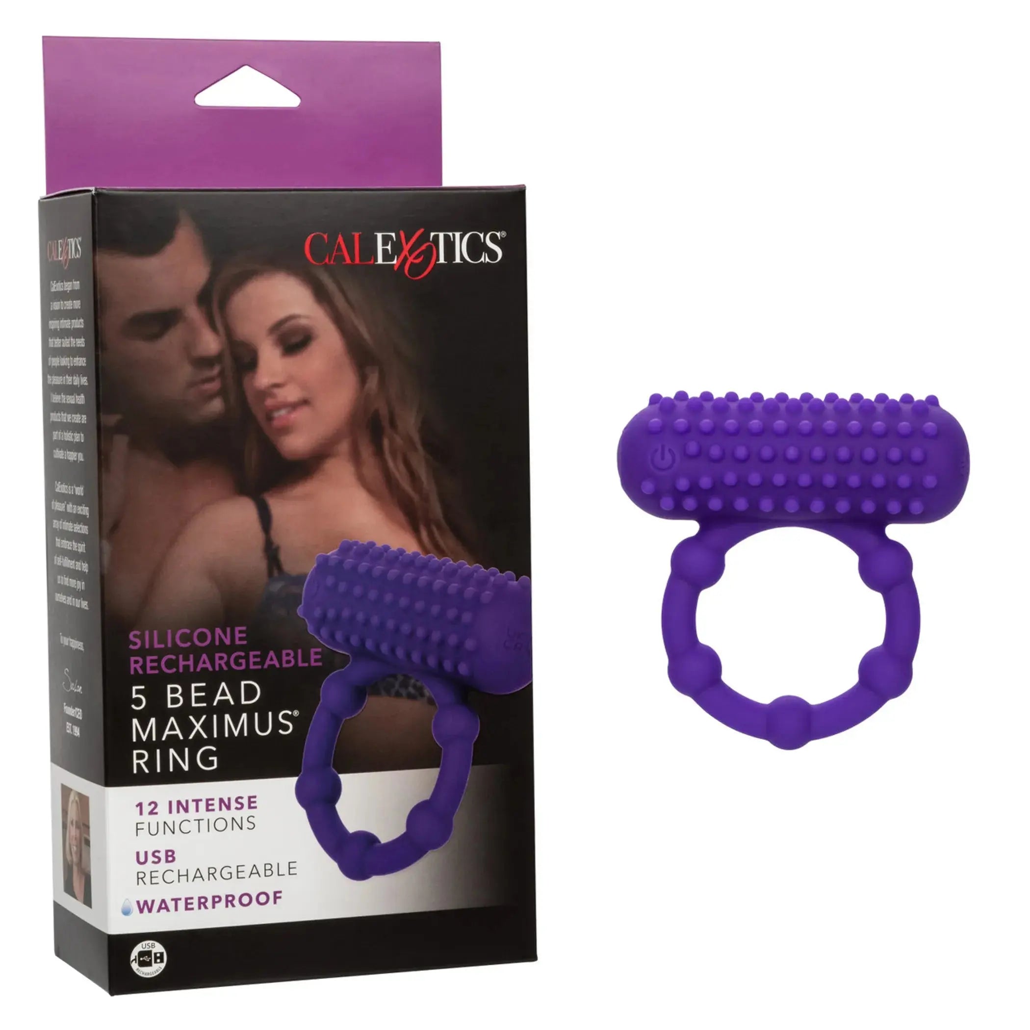 Silicone Rechargeable 5-Bead Maximus Ring California Exotic Novelties