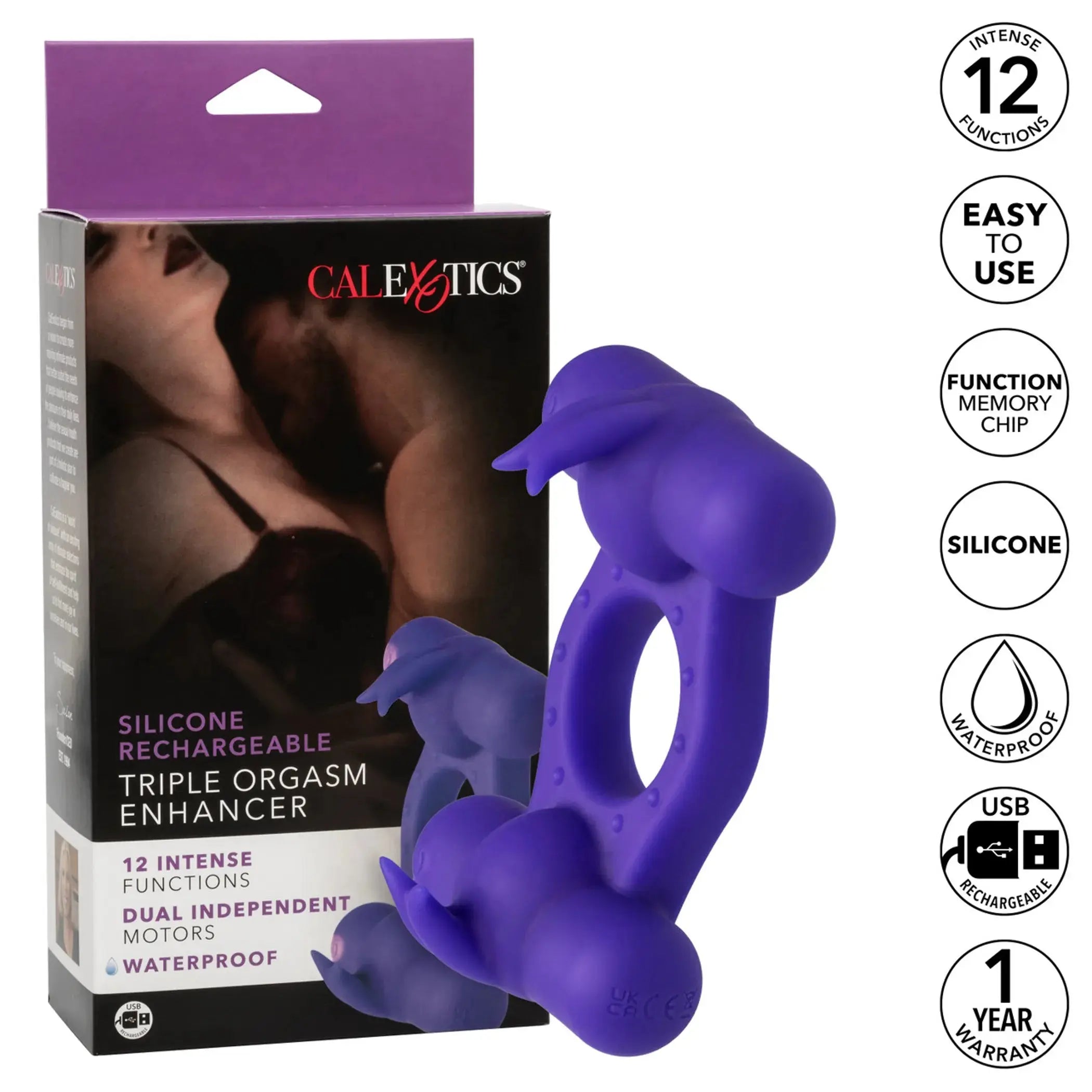 Silicone Rechargeable Triple Orgasm Enhancer California Exotic Novelties