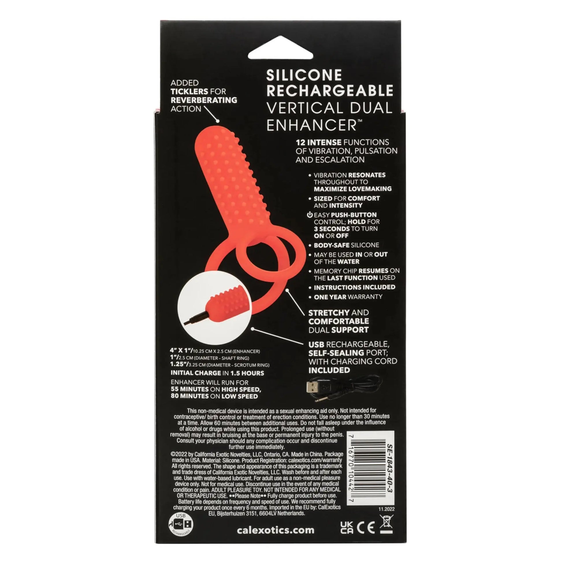 Silicone Rechargeable Vertical Dual Enhancer California Exotic Novelties
