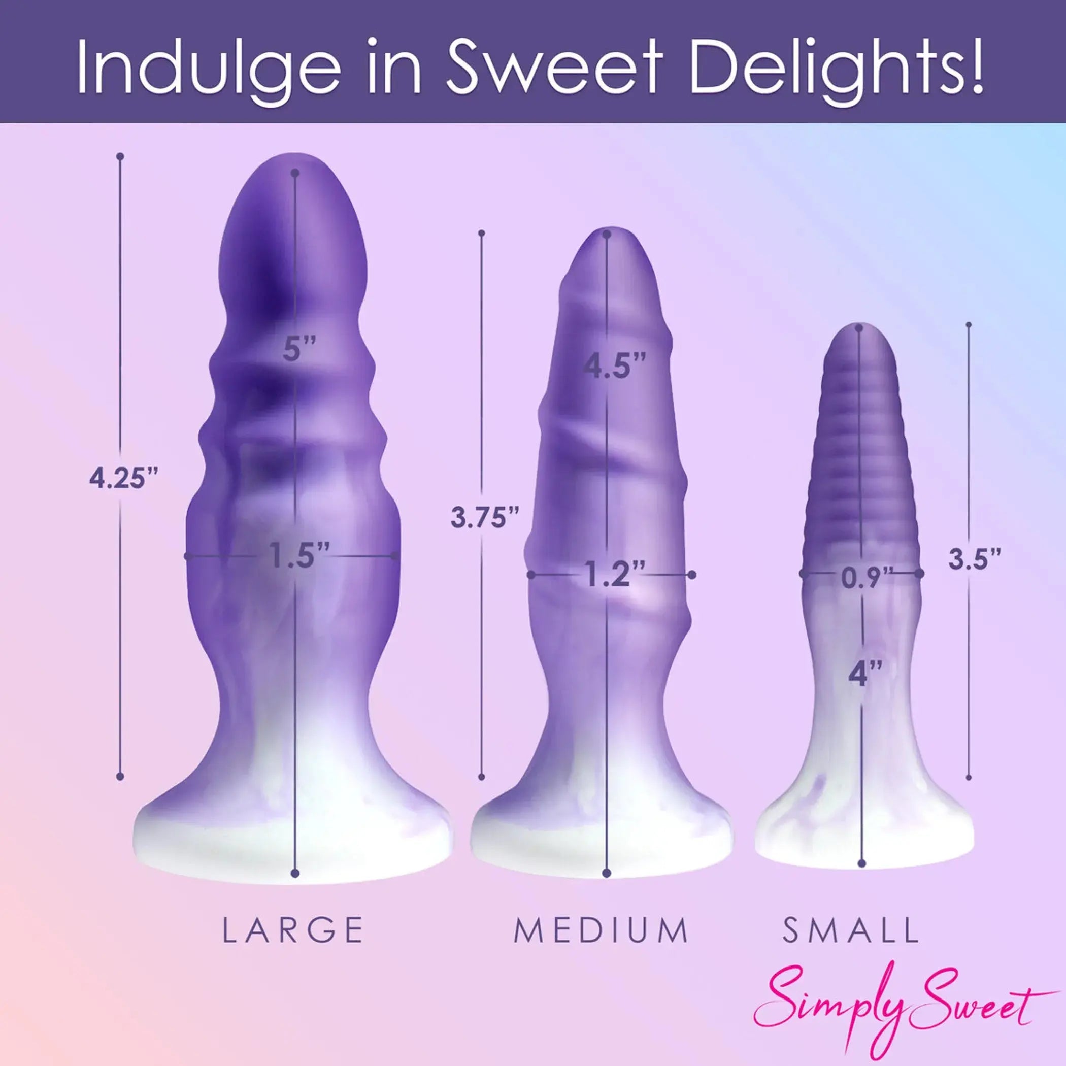 Simply Sweet Silicone Butt Plug Set Purple Curve Novelties