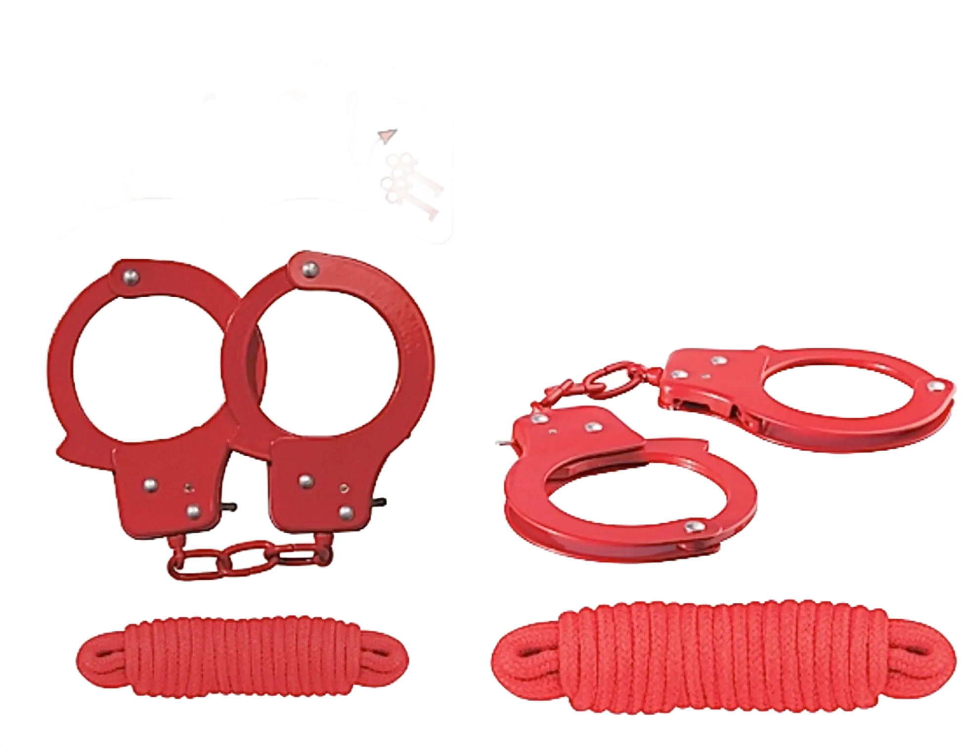 SINFUL METAL CUFFS W/LOVE ROPE RED Nasstoys