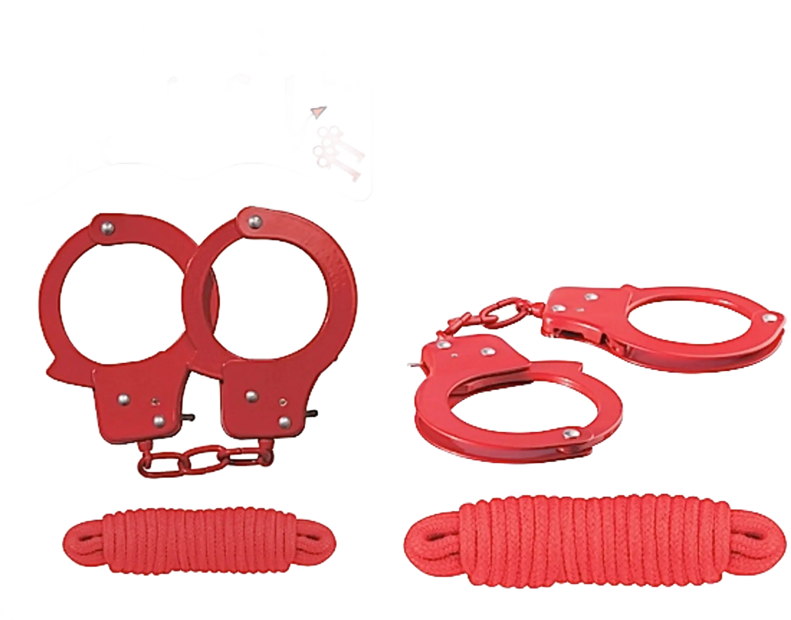 SINFUL METAL CUFFS W/LOVE ROPE RED Nasstoys