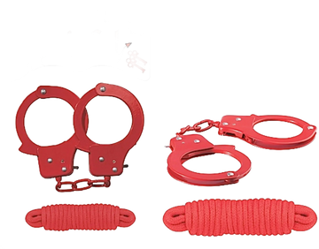 SINFUL METAL CUFFS W/LOVE ROPE RED Nasstoys