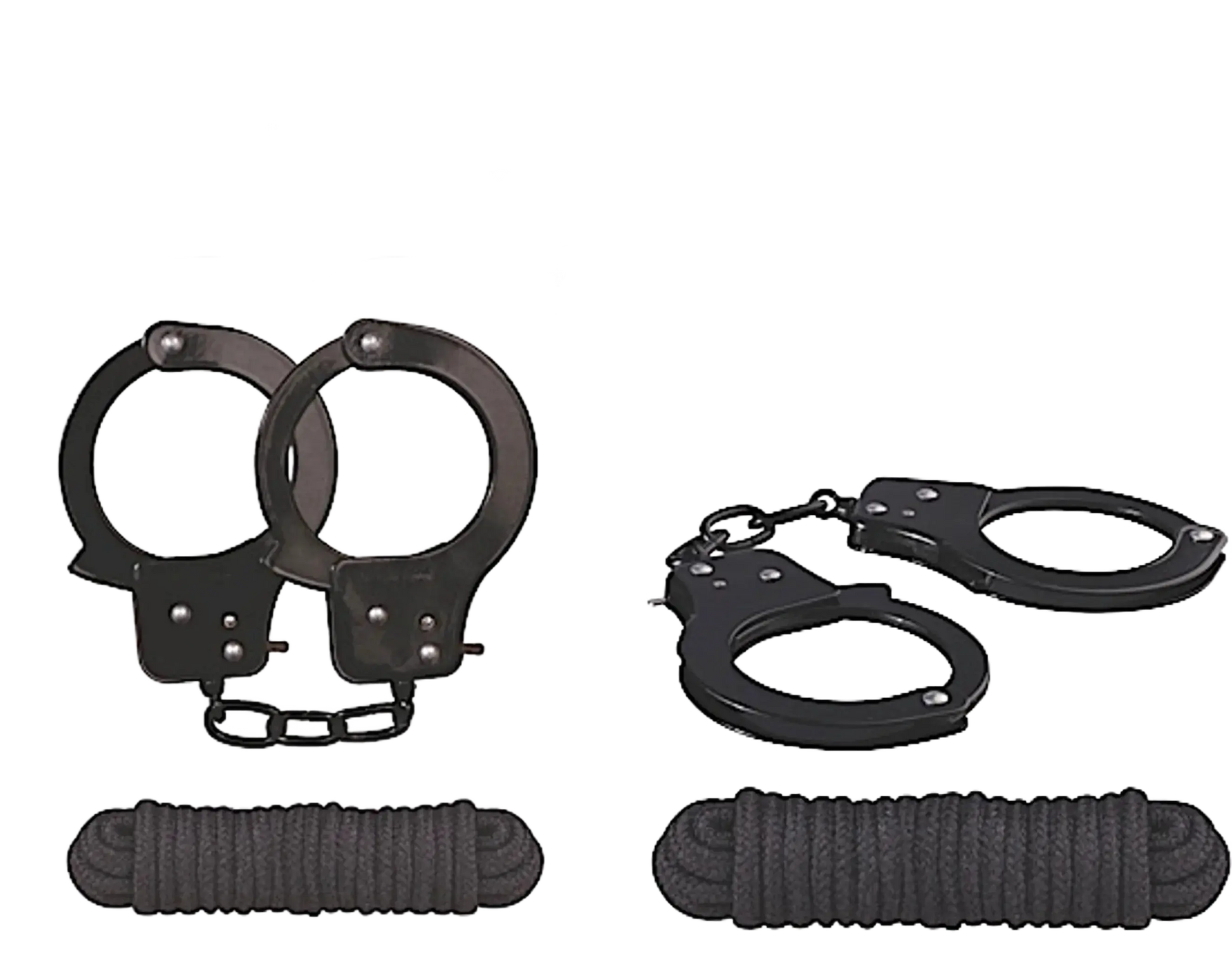 SINFUL METAL CUFFS W/LOVE ROPE BLACK Nasstoys