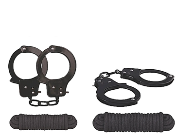 SINFUL METAL CUFFS W/LOVE ROPE BLACK Nasstoys
