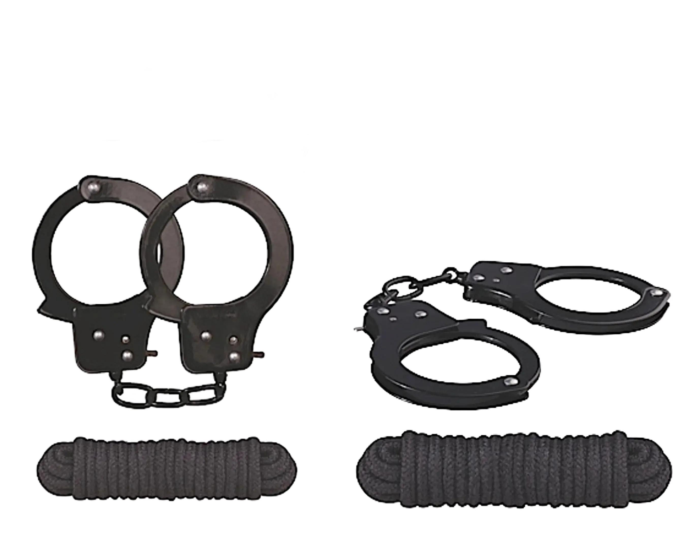 SINFUL METAL CUFFS W/LOVE ROPE BLACK Nasstoys