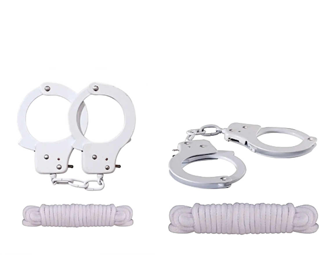 SINFUL METAL CUFFS W/LOVE ROPE WHITE Nasstoys