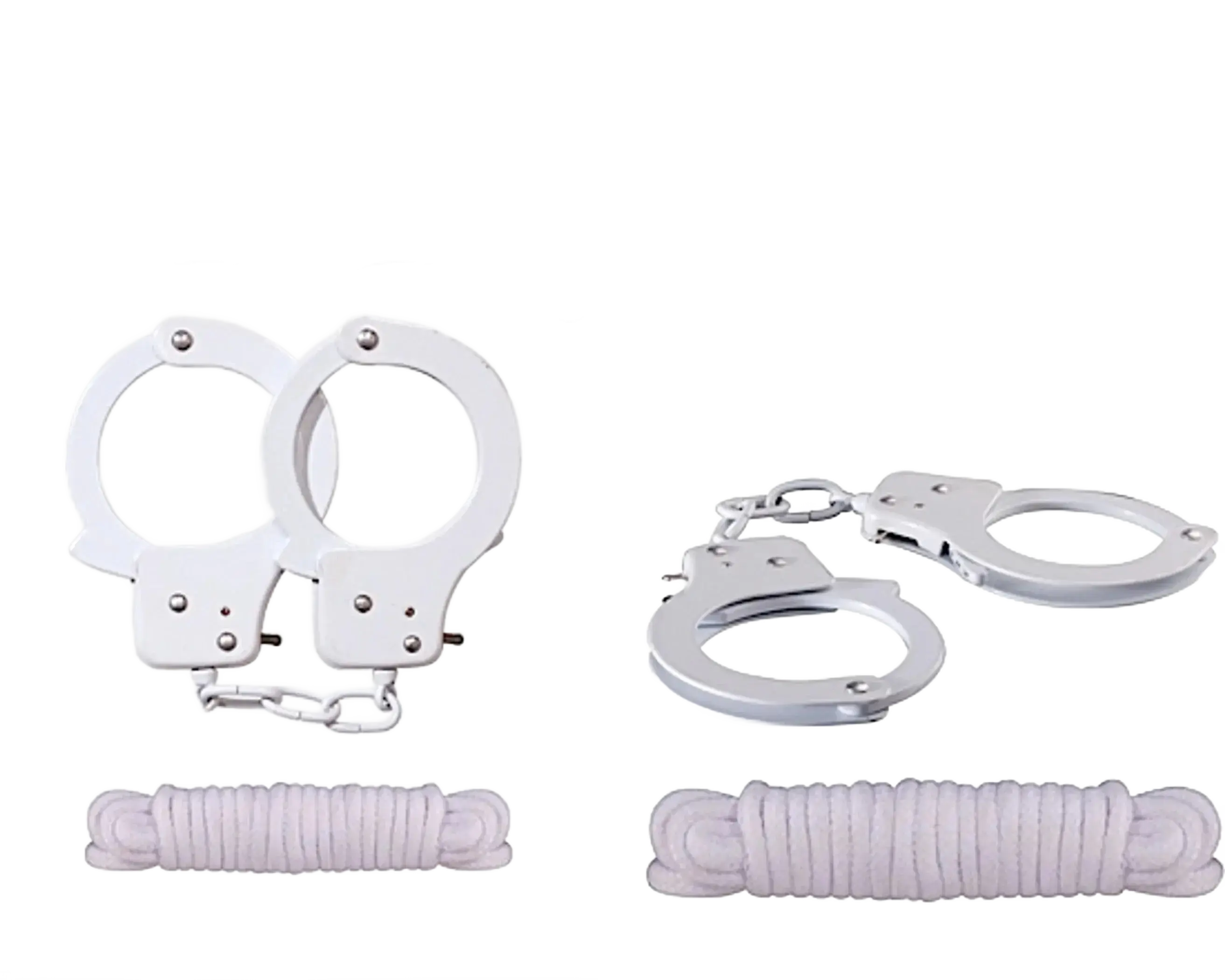 SINFUL METAL CUFFS W/LOVE ROPE WHITE Nasstoys