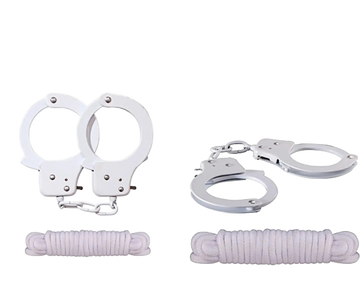 SINFUL METAL CUFFS W/LOVE ROPE WHITE Nasstoys