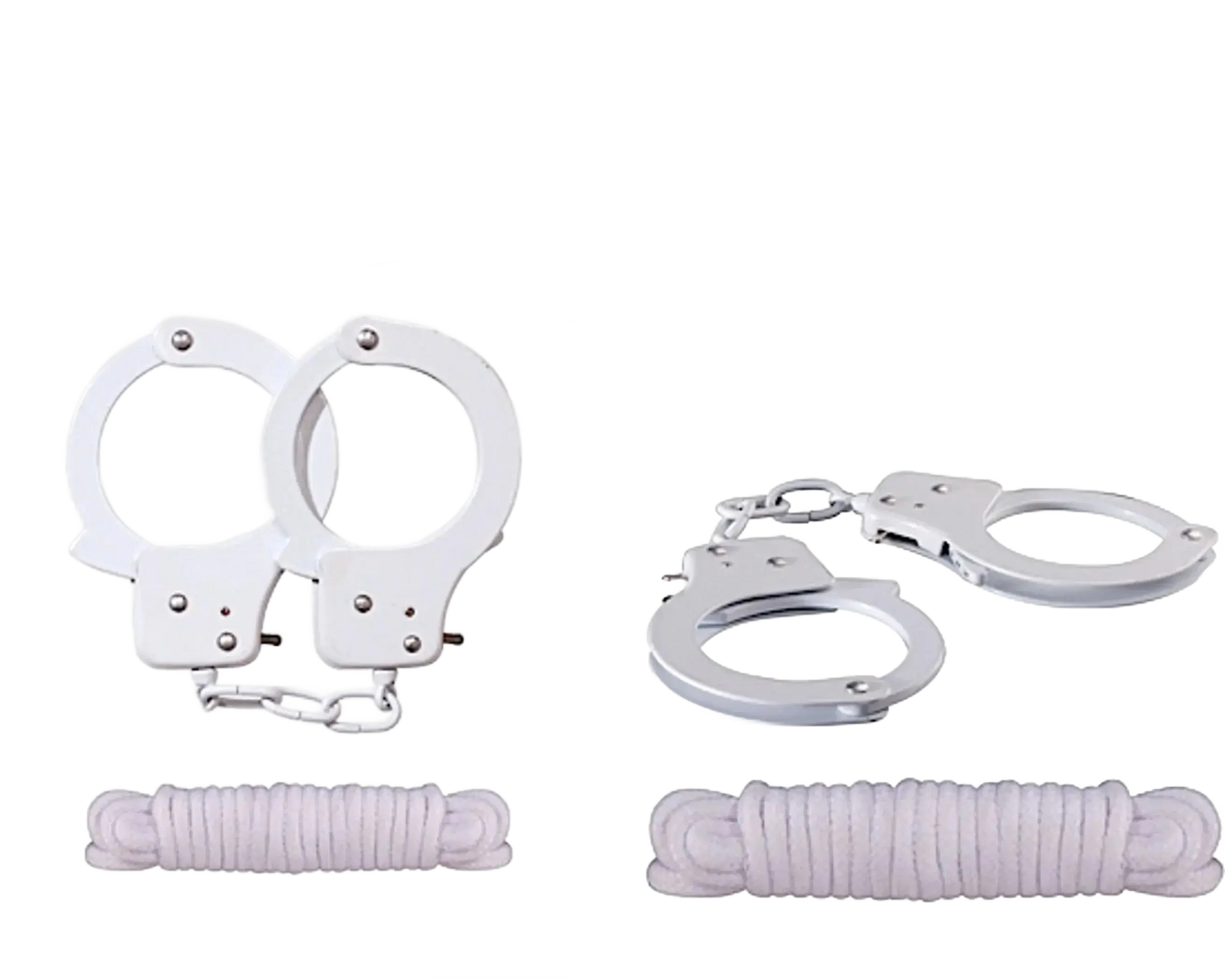 SINFUL METAL CUFFS W/LOVE ROPE WHITE Nasstoys
