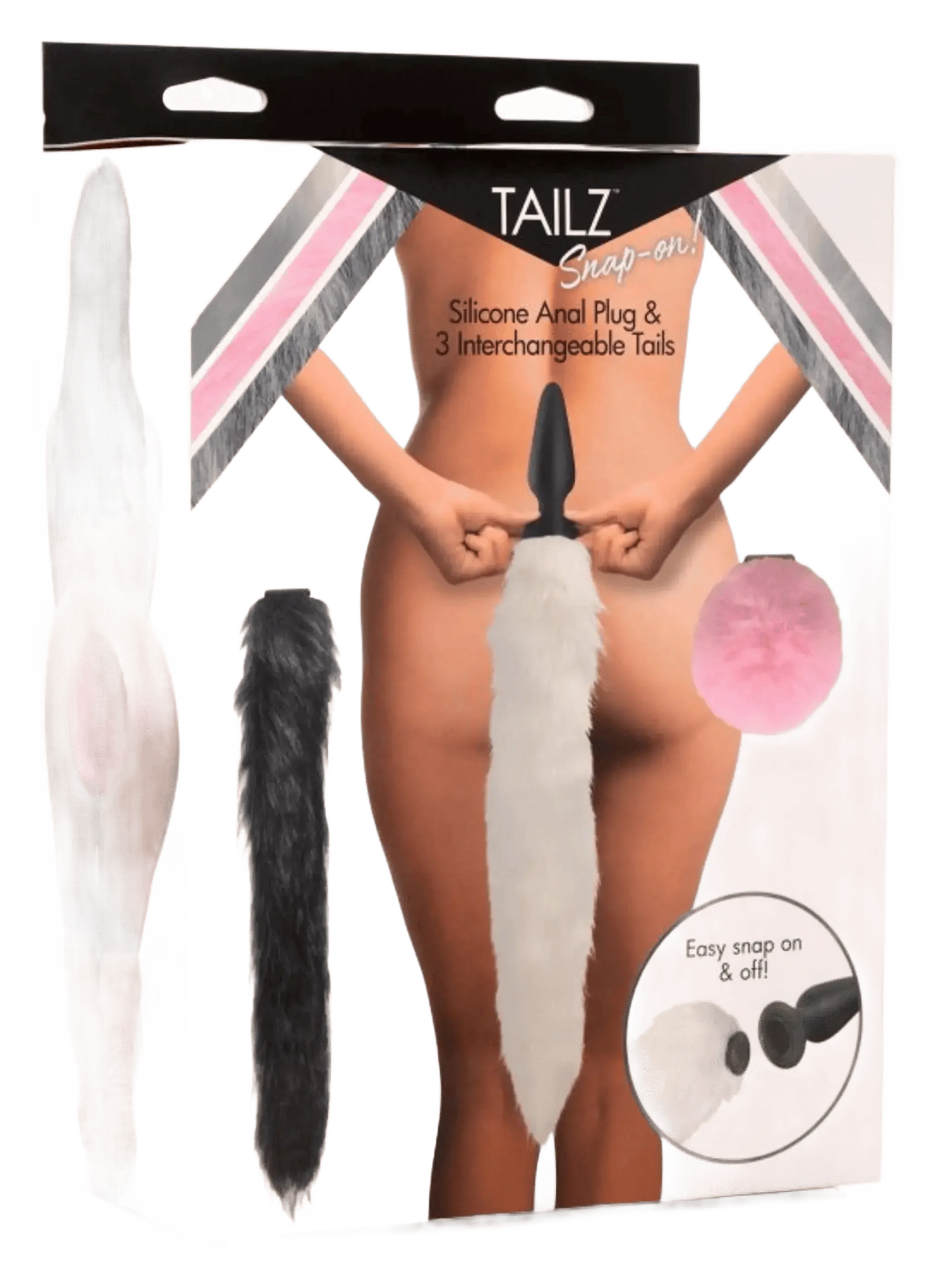 TAILZ SNAP ON SILICONE ANAL PLUG & 3 INTERCHANGEABLE TAILS XR Brands