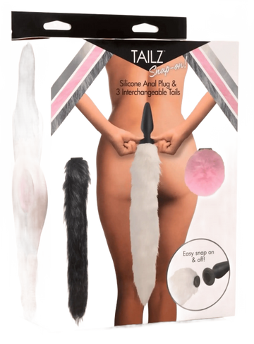 TAILZ SNAP ON SILICONE ANAL PLUG & 3 INTERCHANGEABLE TAILS XR Brands