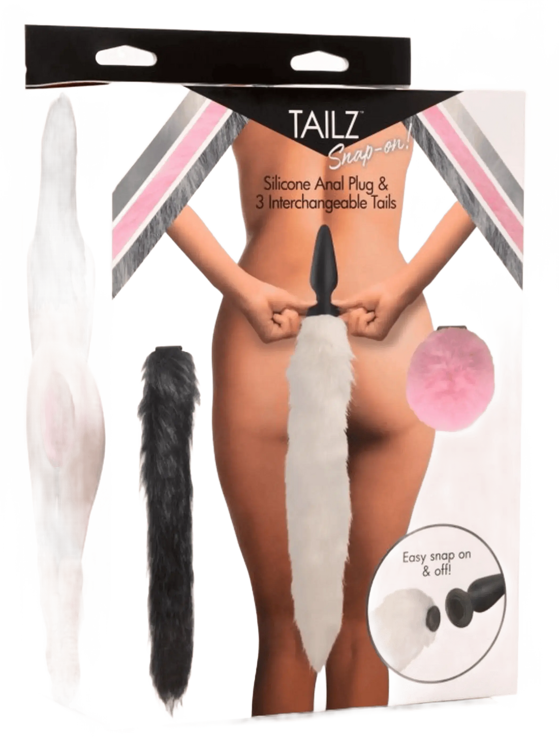 TAILZ SNAP ON SILICONE ANAL PLUG & 3 INTERCHANGEABLE TAILS XR Brands