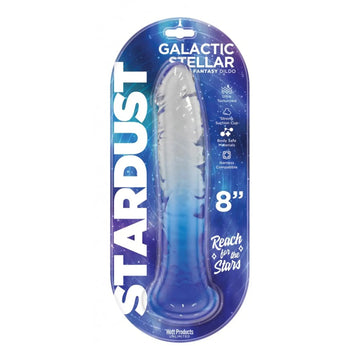 Stardust Galactic Stellar Jelly Dildo 8in Crystal Blue HOTT Products