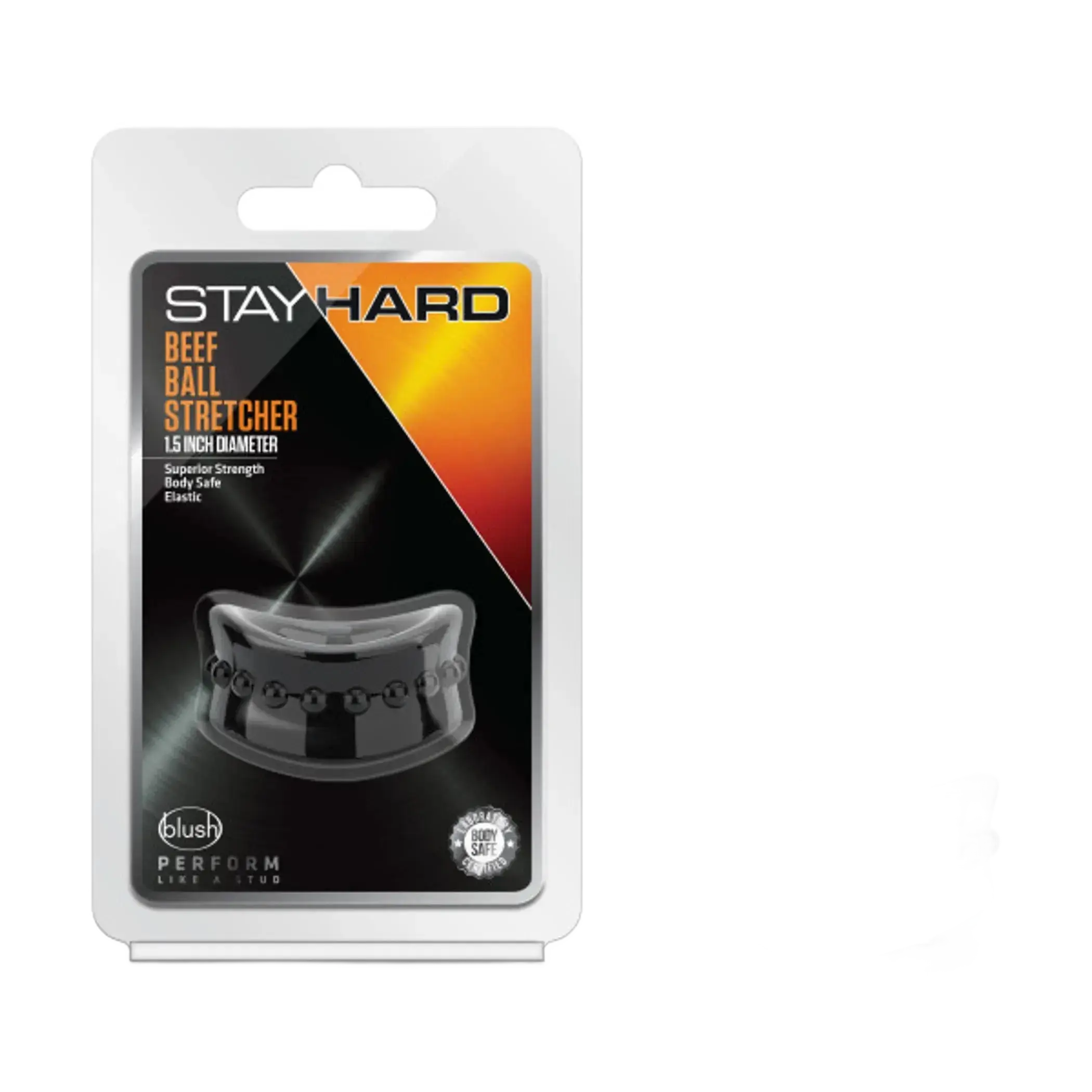 STAY HARD BEEF BALL STRETCHER 1.5IN DIAMETER BLACK Blush Novelties
