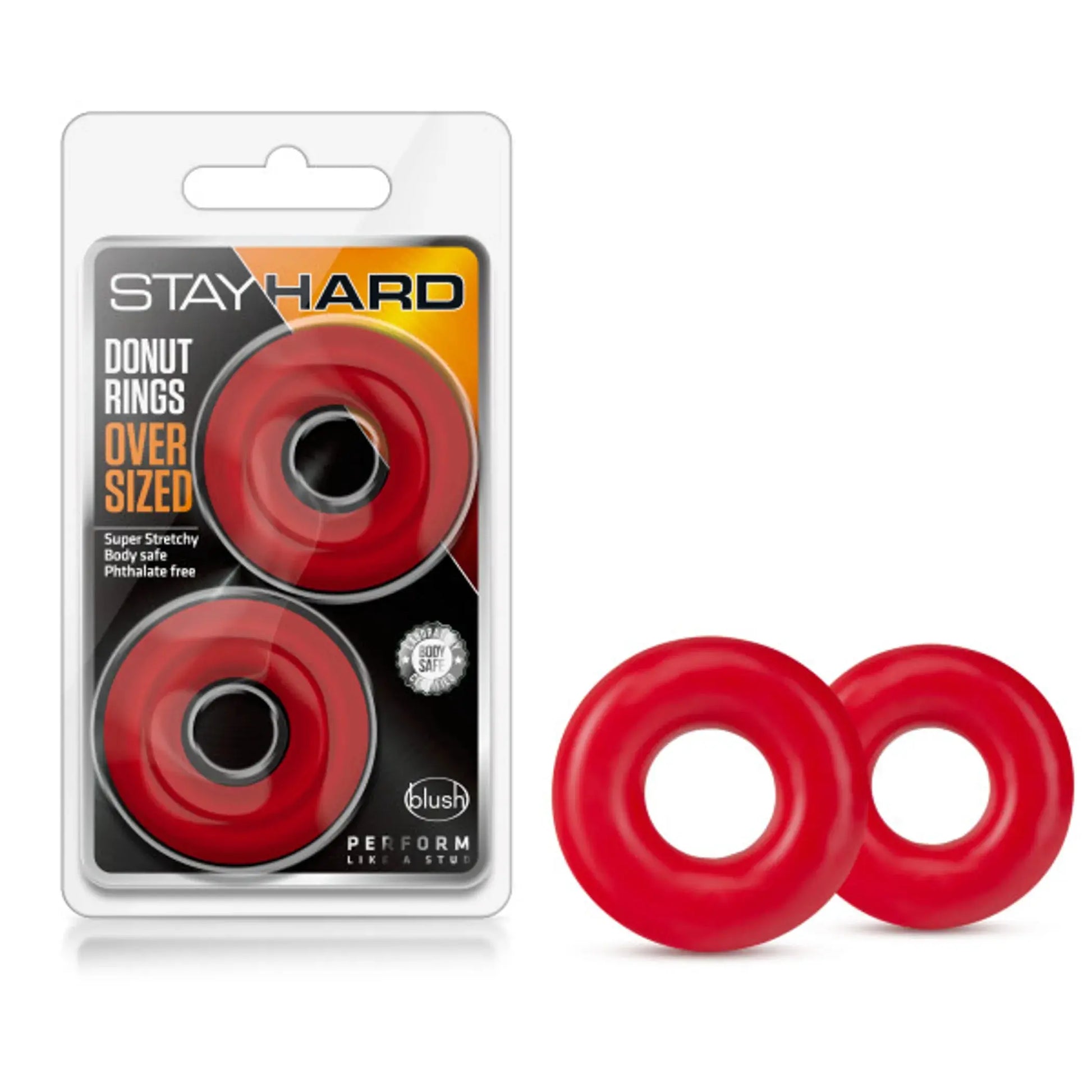 Stay Hard Donut Rings Red Oversized Blush Novelties