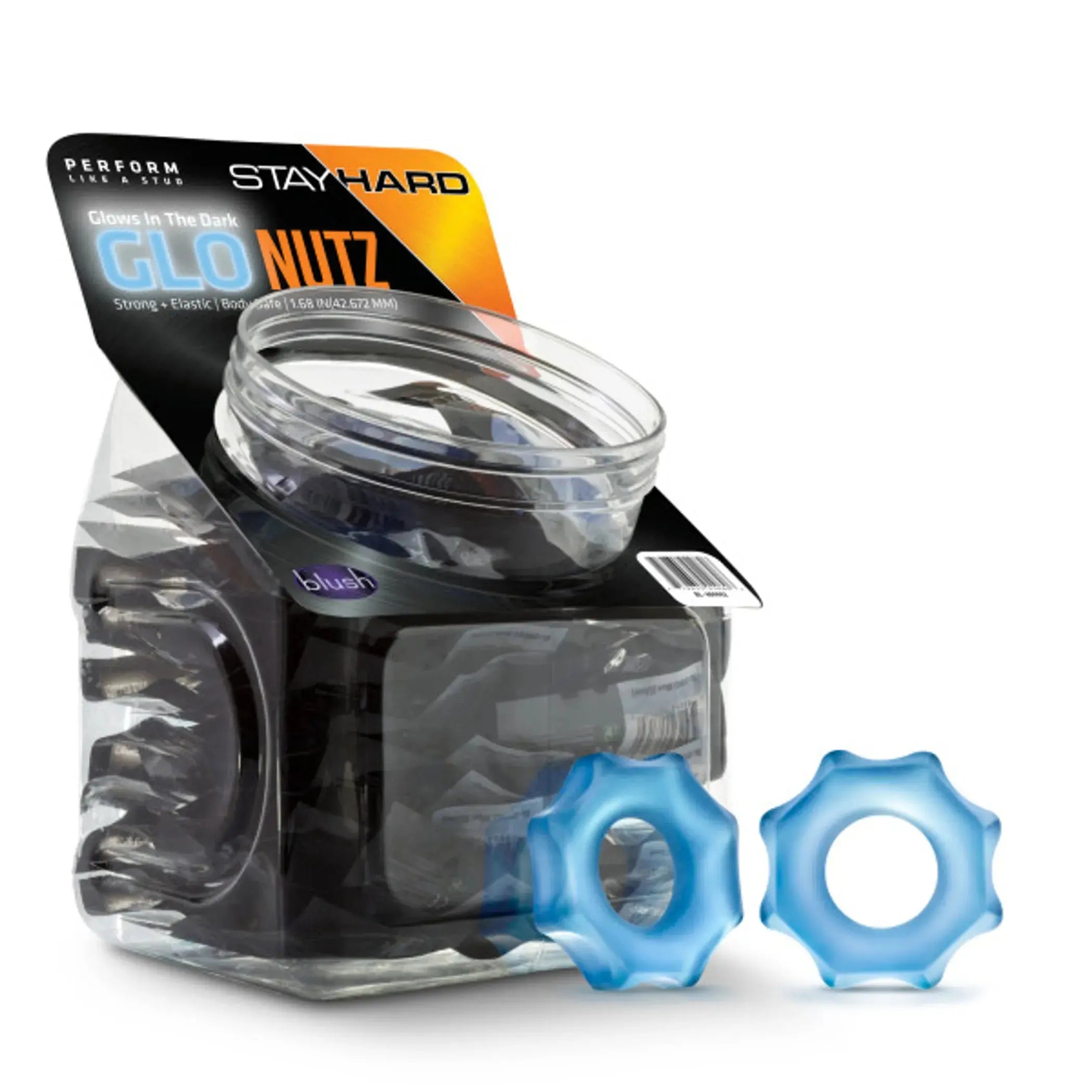 Stay Hard Glo Nutz 40 Piece Fishbowl Blue Blush Novelties