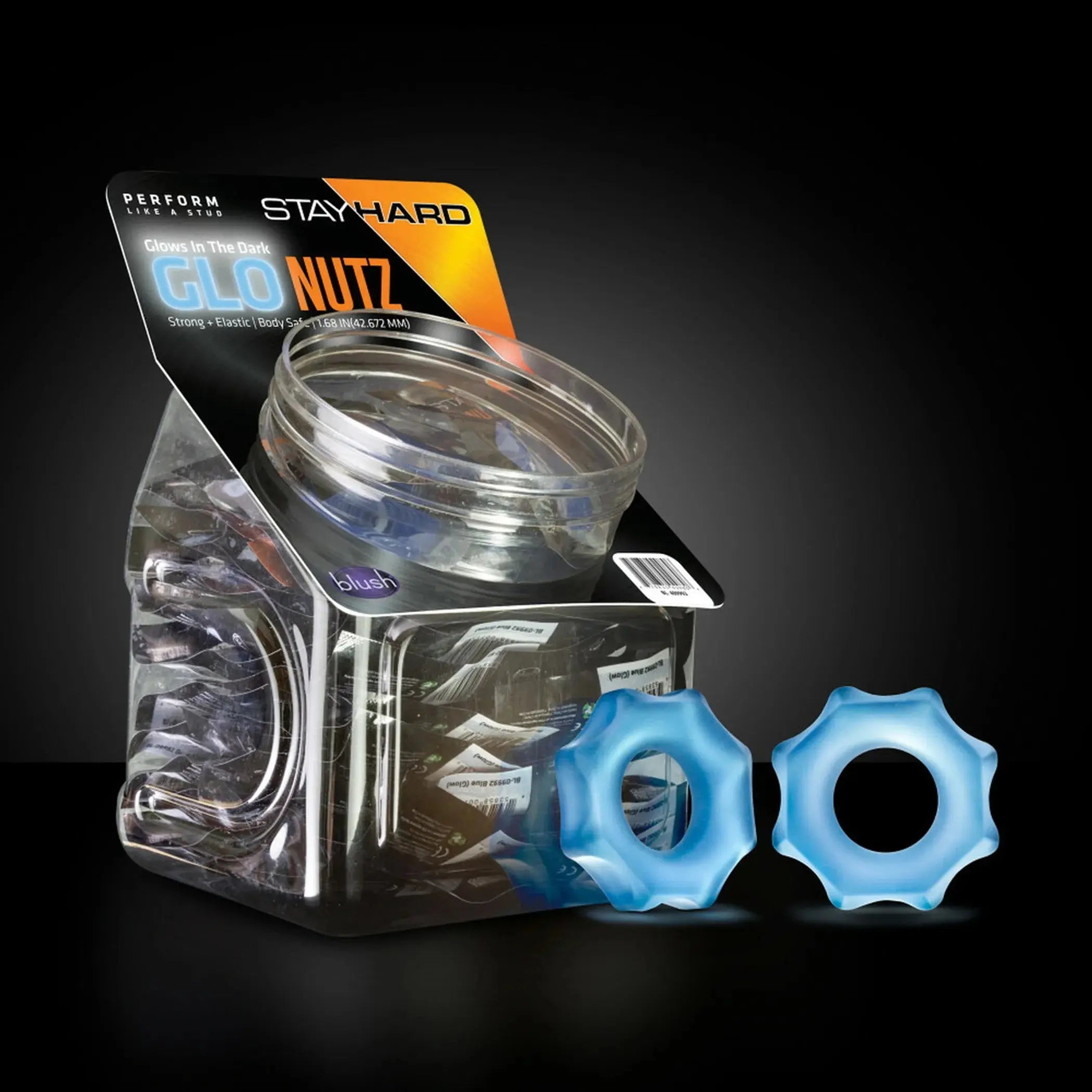 Stay Hard Glo Nutz 40 Piece Fishbowl Blue Blush Novelties