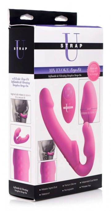 Strap U Evoke Ergo-Fit Inflatable Vibrating Strapless Strap-On XR Brands