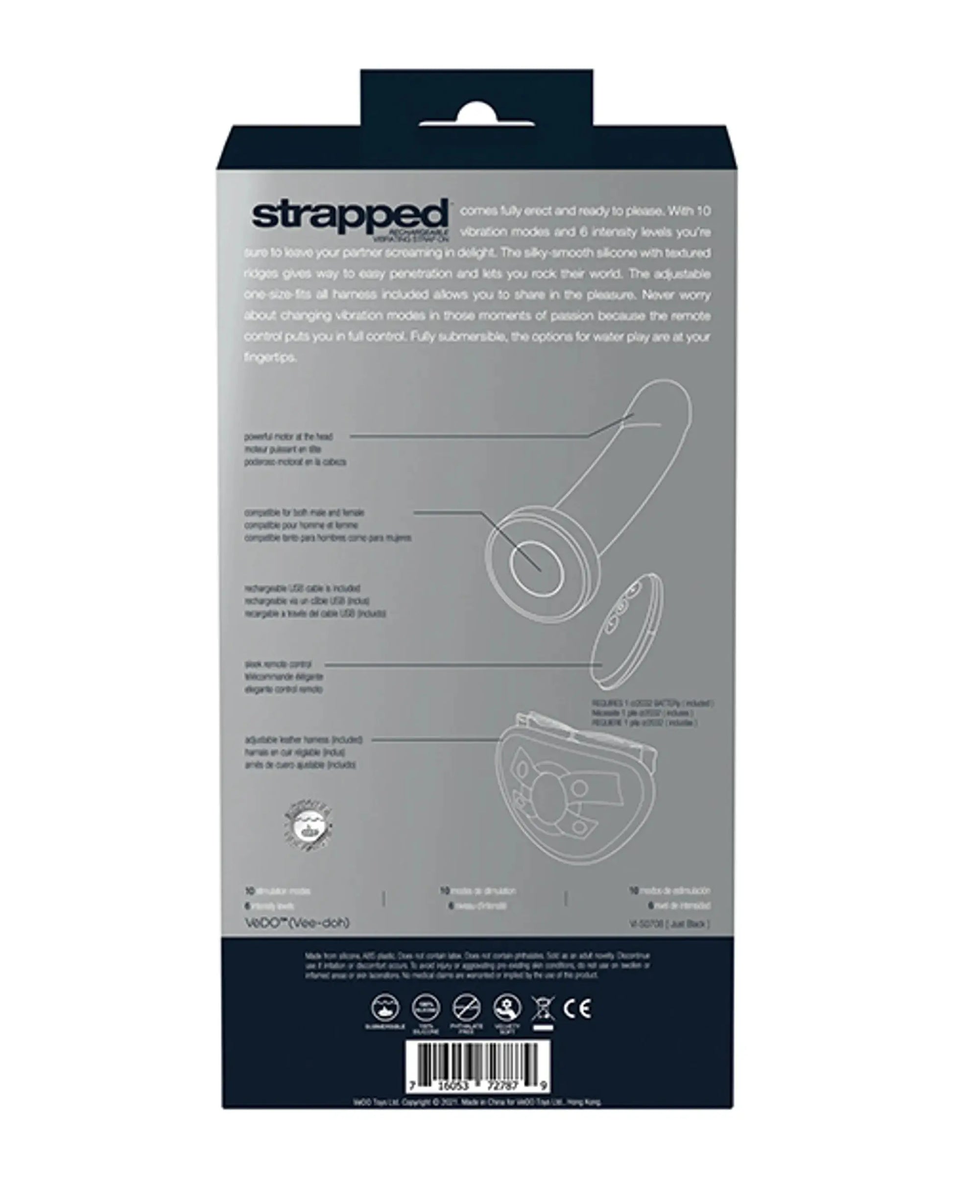Strapped Rechargeable Strap-On - Black Vedo