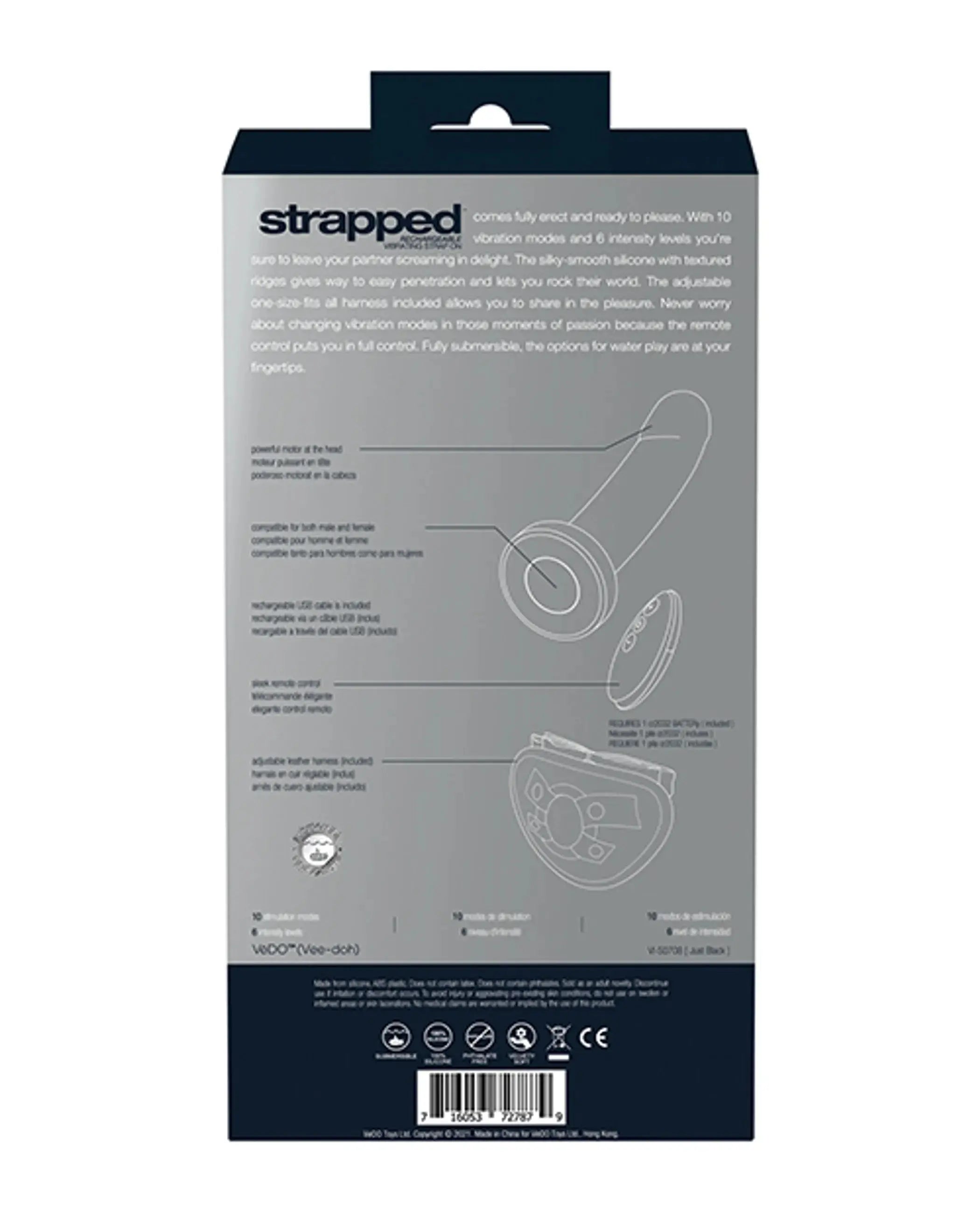 Strapped Rechargeable Strap-On - Black Vedo