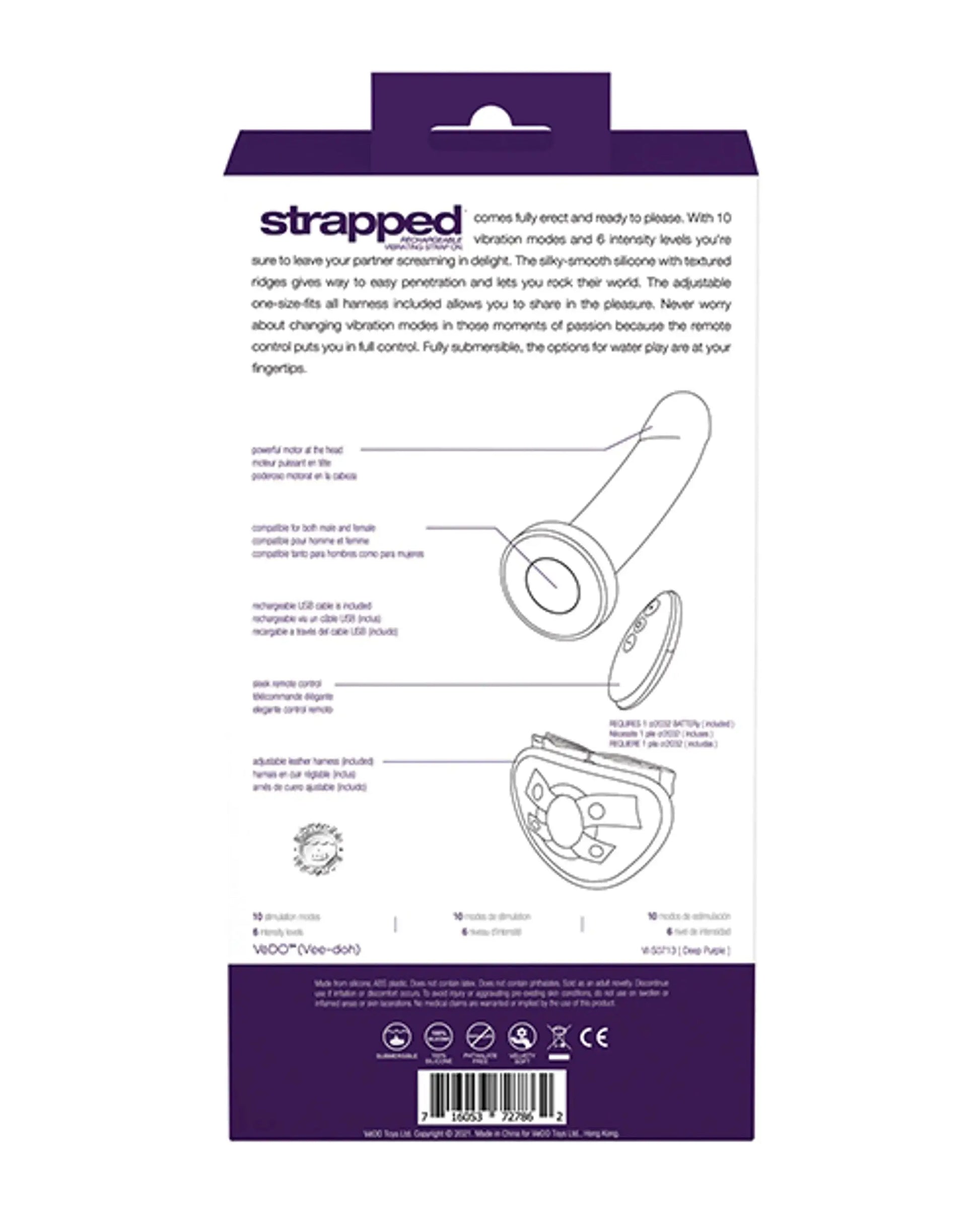 Strapped Rechargeable Strap-On Deep Purple Vedo