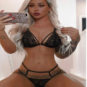 Strappy Hollow-Out Lace Bralette Set La Belle Fantastique