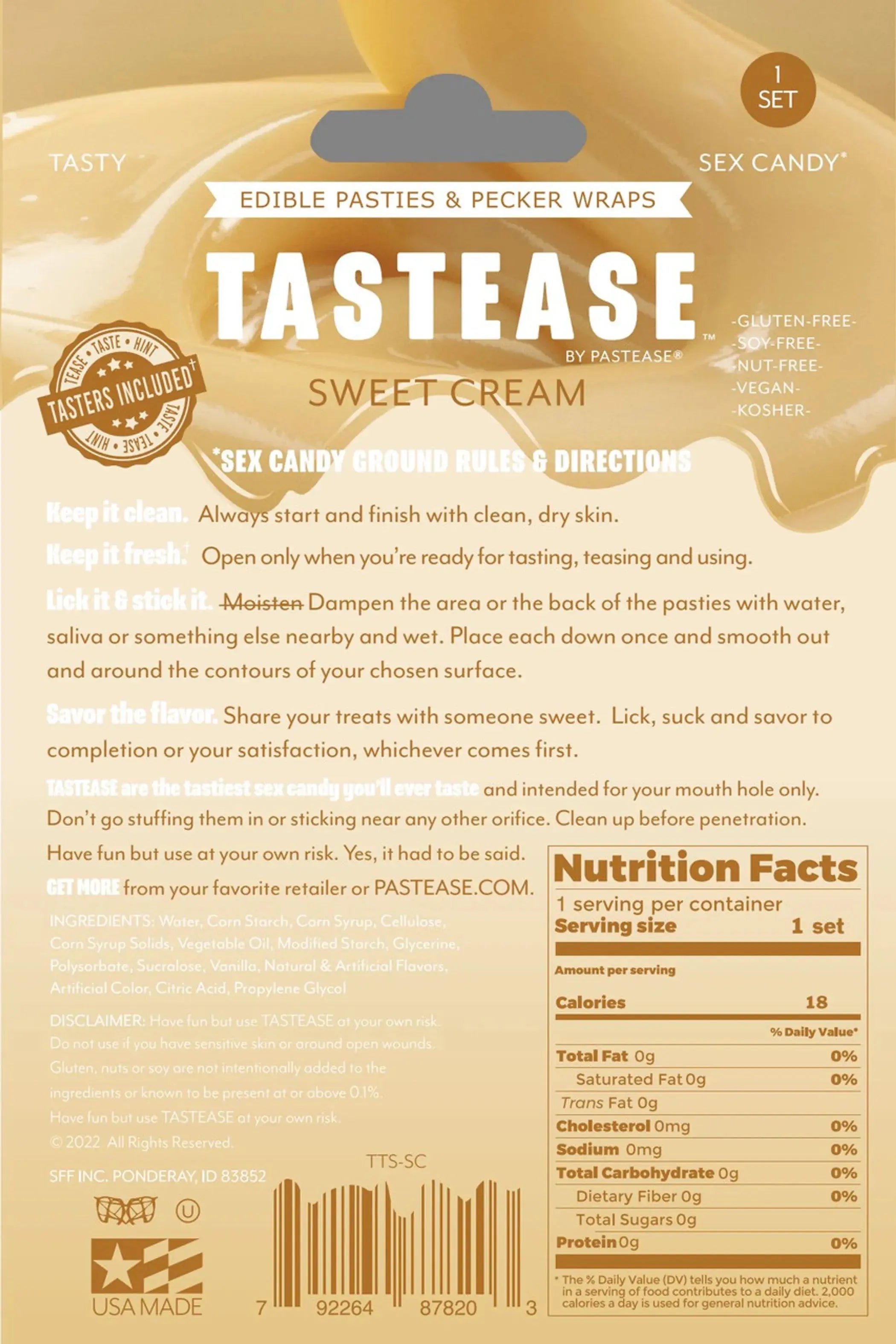 TASTEASE SWEET CREAM EDIBLE NIPPLE PASTIES & PECKER WRAPS Pastease