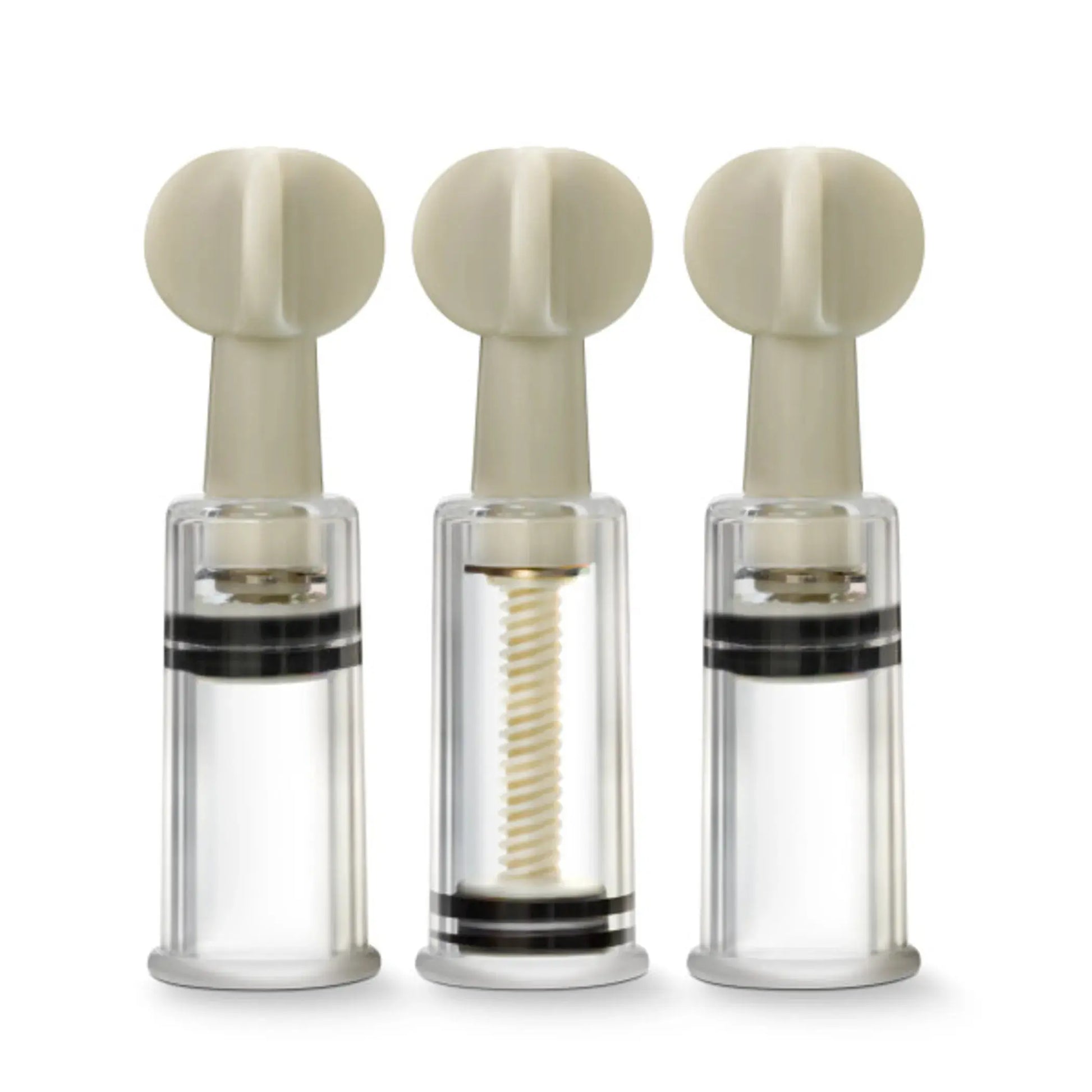 TEMPTASIA CLIT & NIPPLE TWIST SUCKERS SET OF 3 CLEAR Blush Novelties