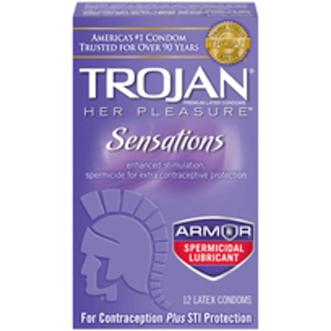 TROJAN HER PLEASURE SENSATIONS ARMOR SPERMICIDAL 12PK Paradise Products