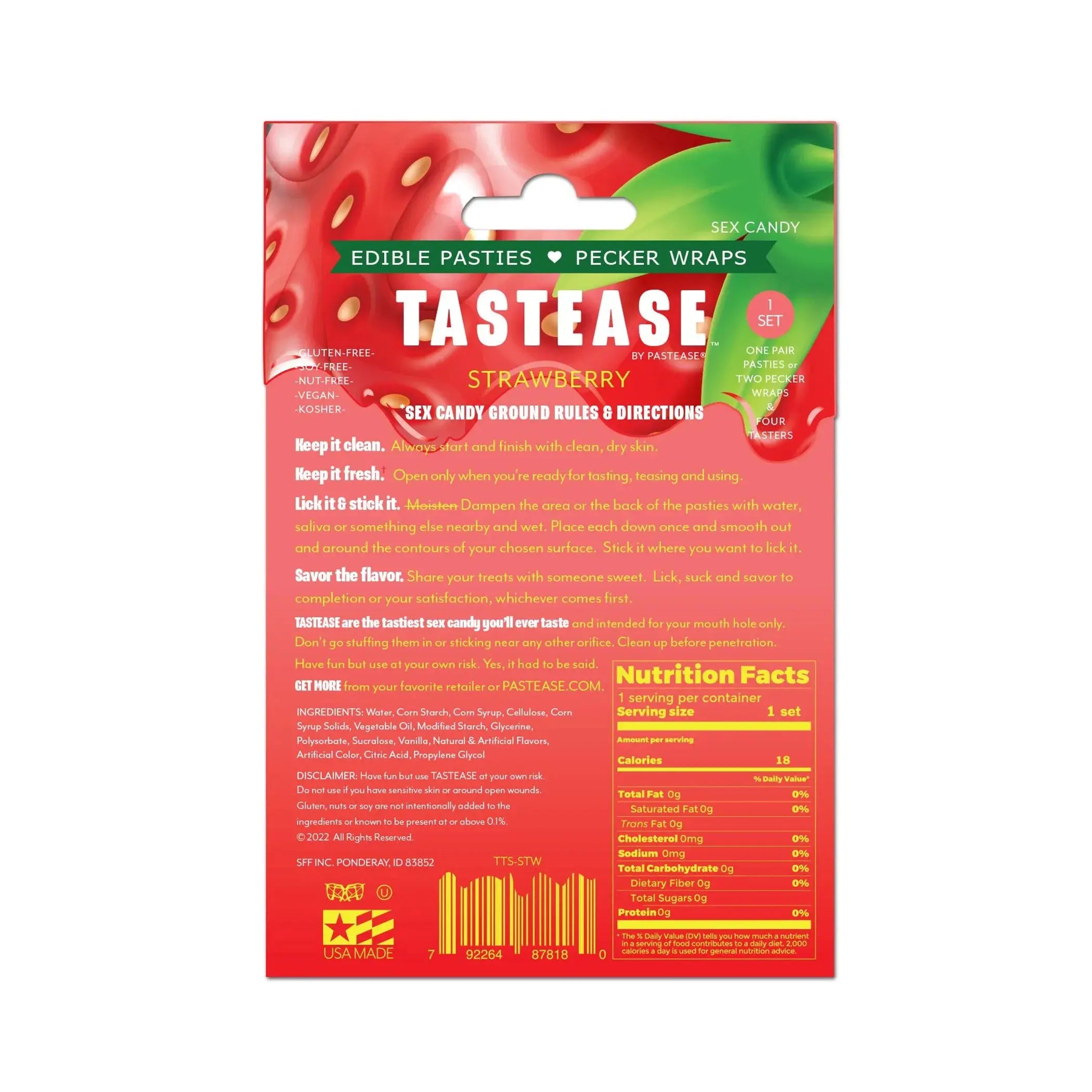 Tastease Strawberry Edible Nipple Pasties & Pecker Wraps Pastease