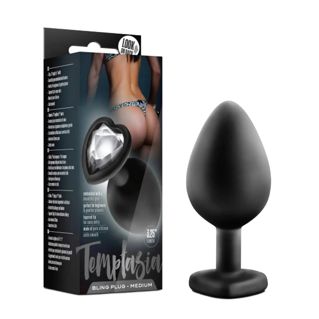 TEMPTASIA BLING PLUG MEDIUM BLACK Blush Novelties
