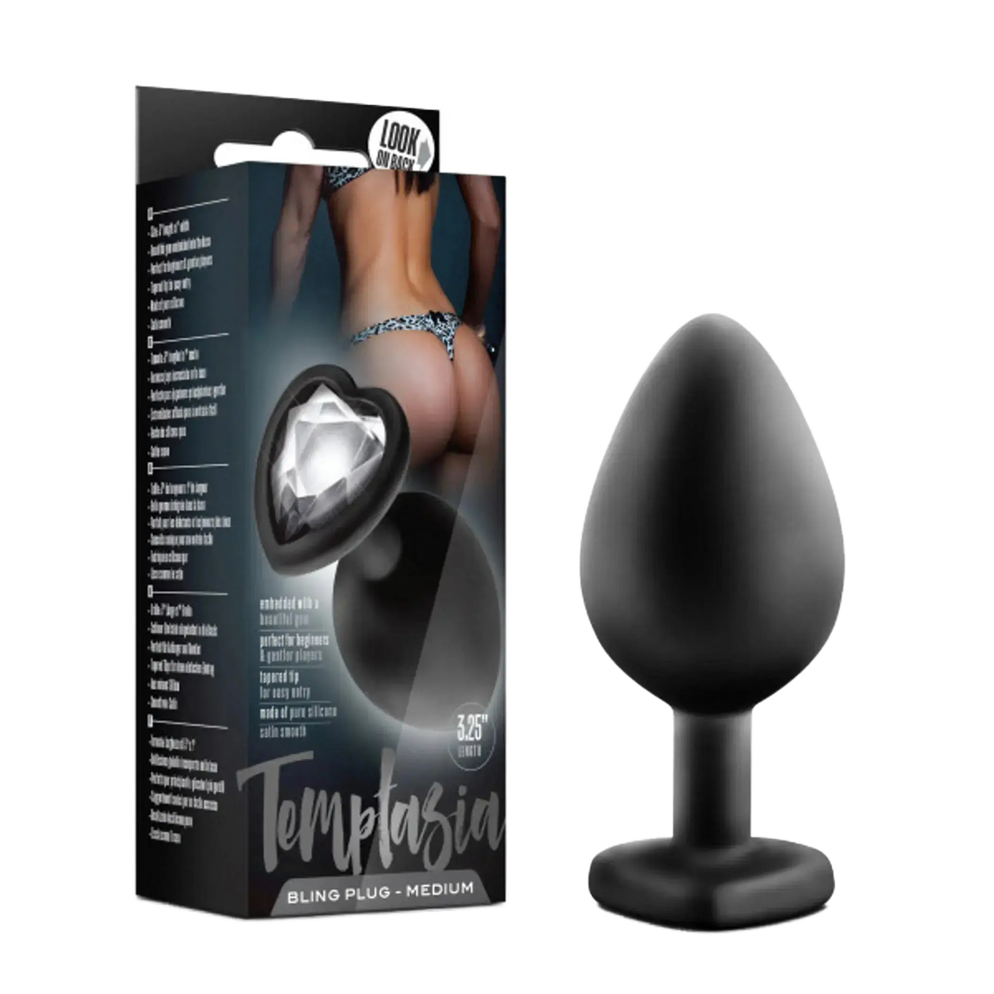 TEMPTASIA BLING PLUG MEDIUM BLACK Blush Novelties