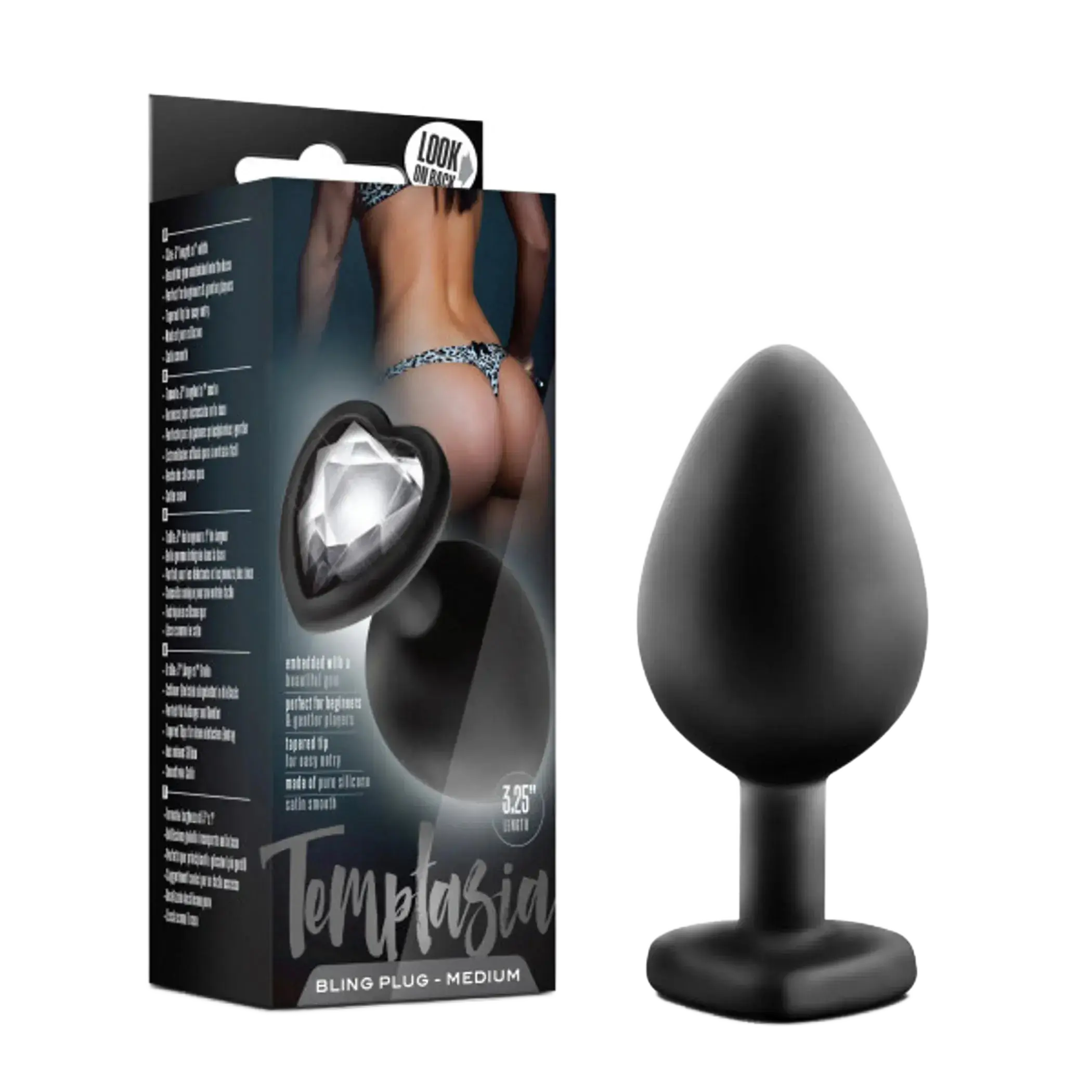 TEMPTASIA BLING PLUG MEDIUM BLACK Blush Novelties