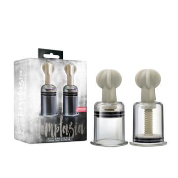 TEMPTASIA CLIT & NIPPLE TWIST LARGE SUCKERS SET OF 2 CLEAR Blush Novelties